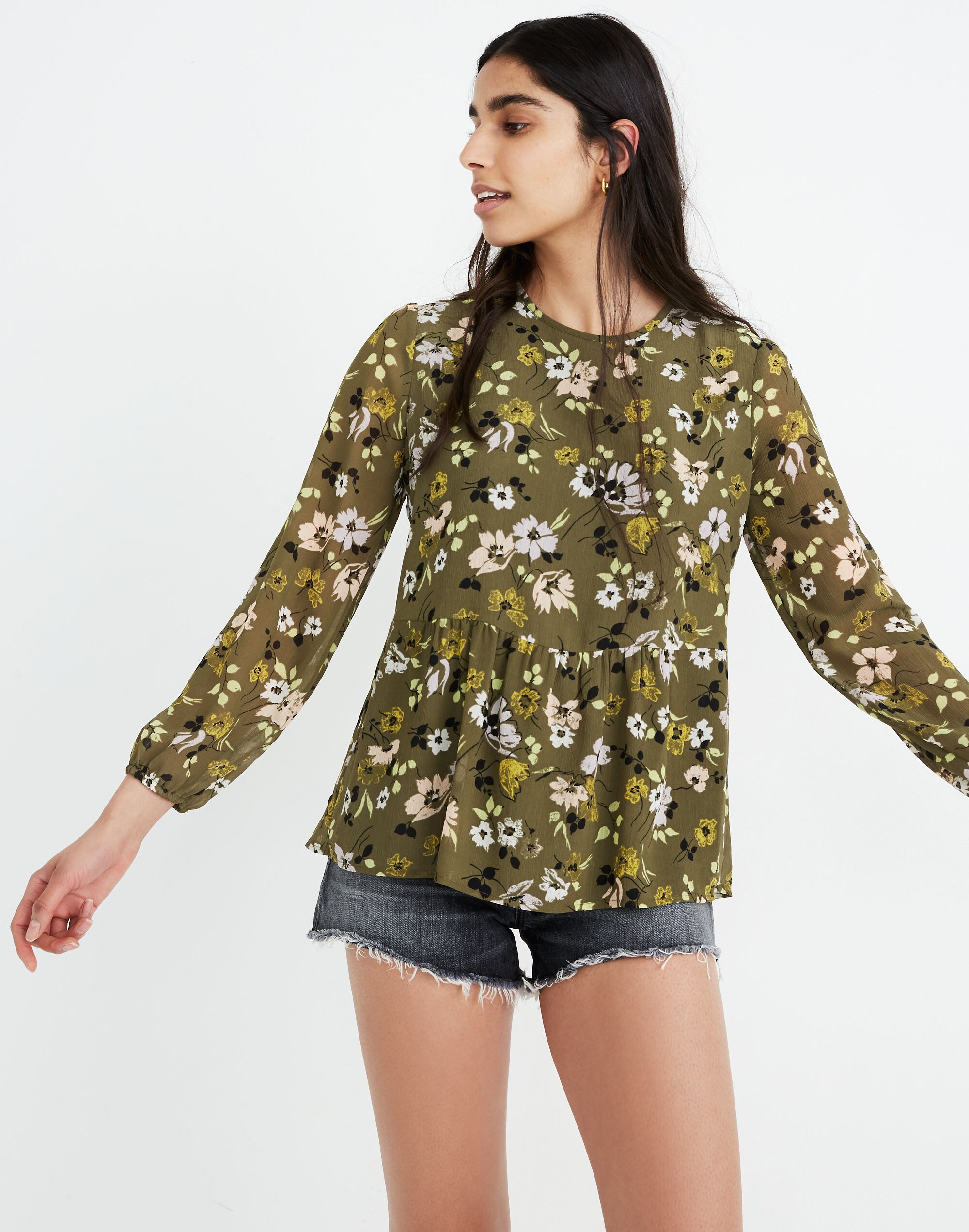 Georgette Peplum Top in Wildblooms | Madewell