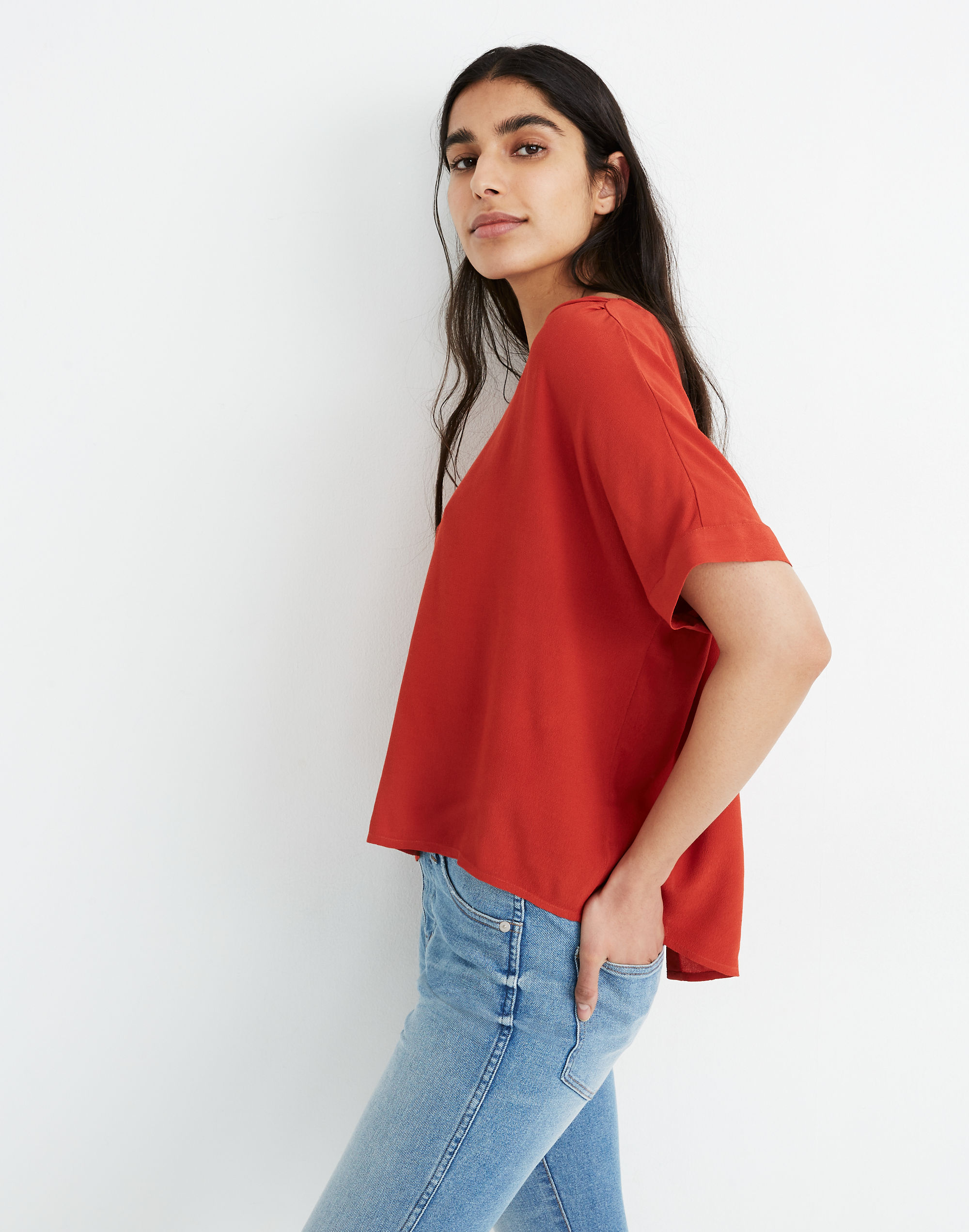 Drapey V-Neck Button-Back Top