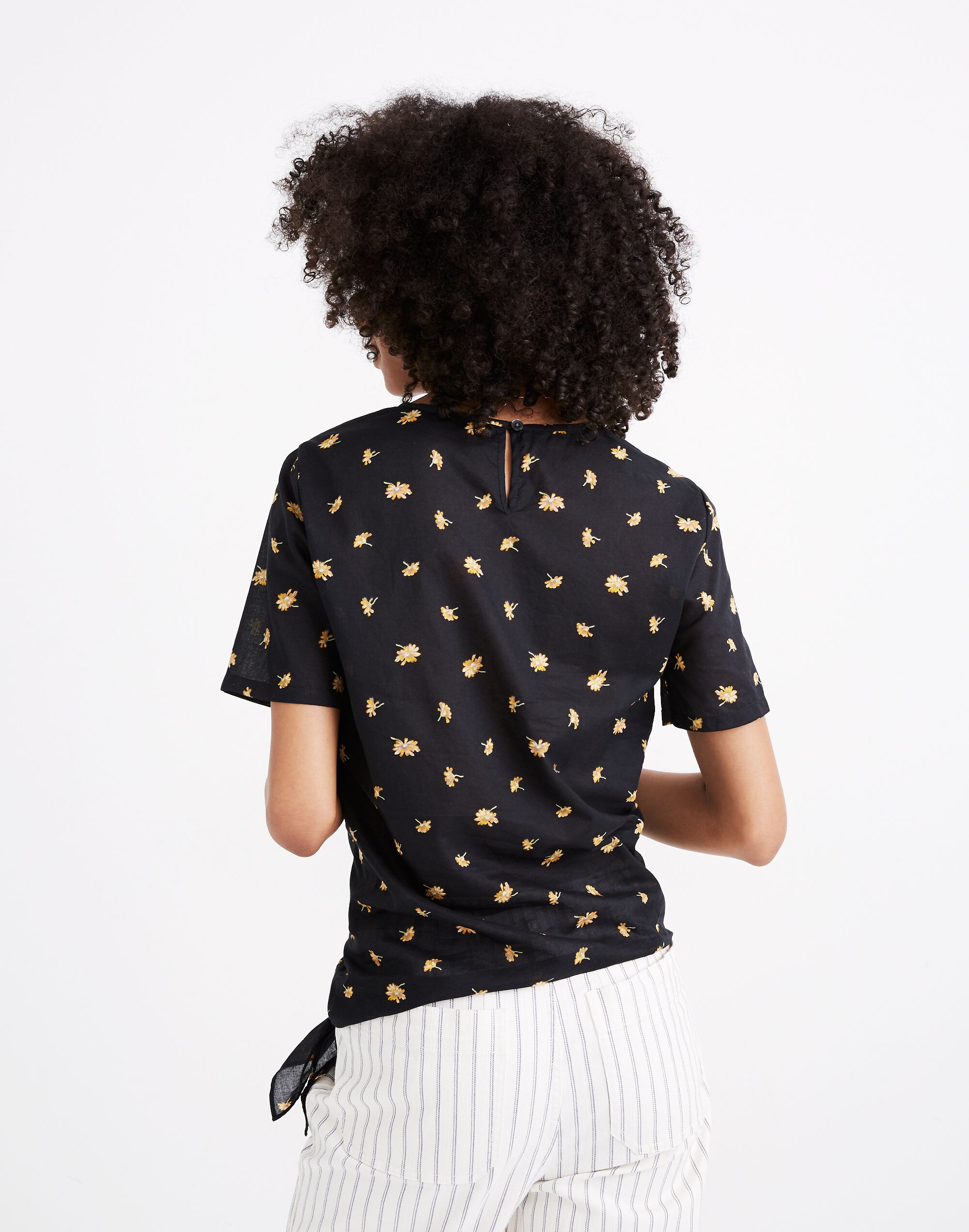 Voile Side-Tie Top in French Daisies