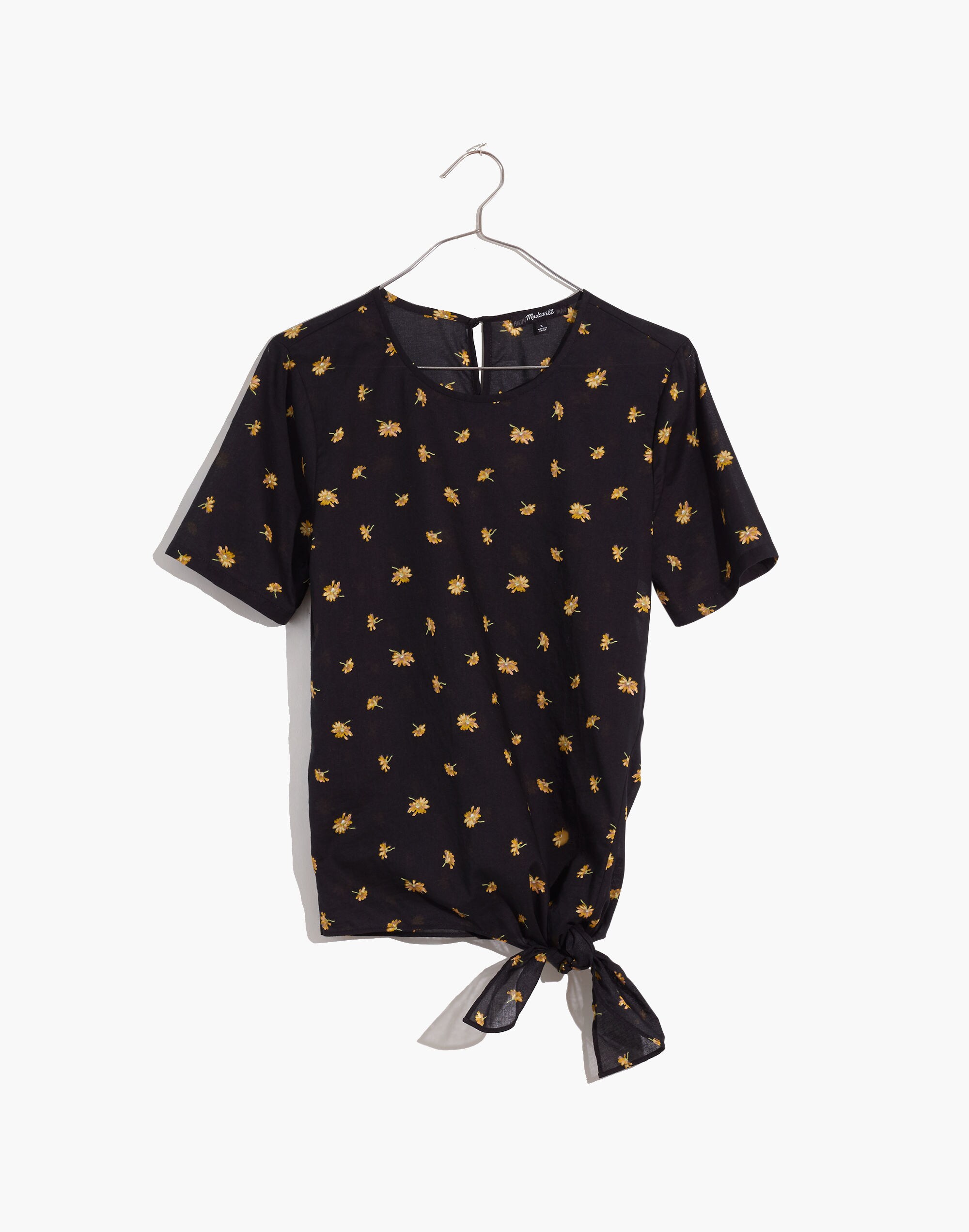 Voile Side-Tie Top in French Daisies