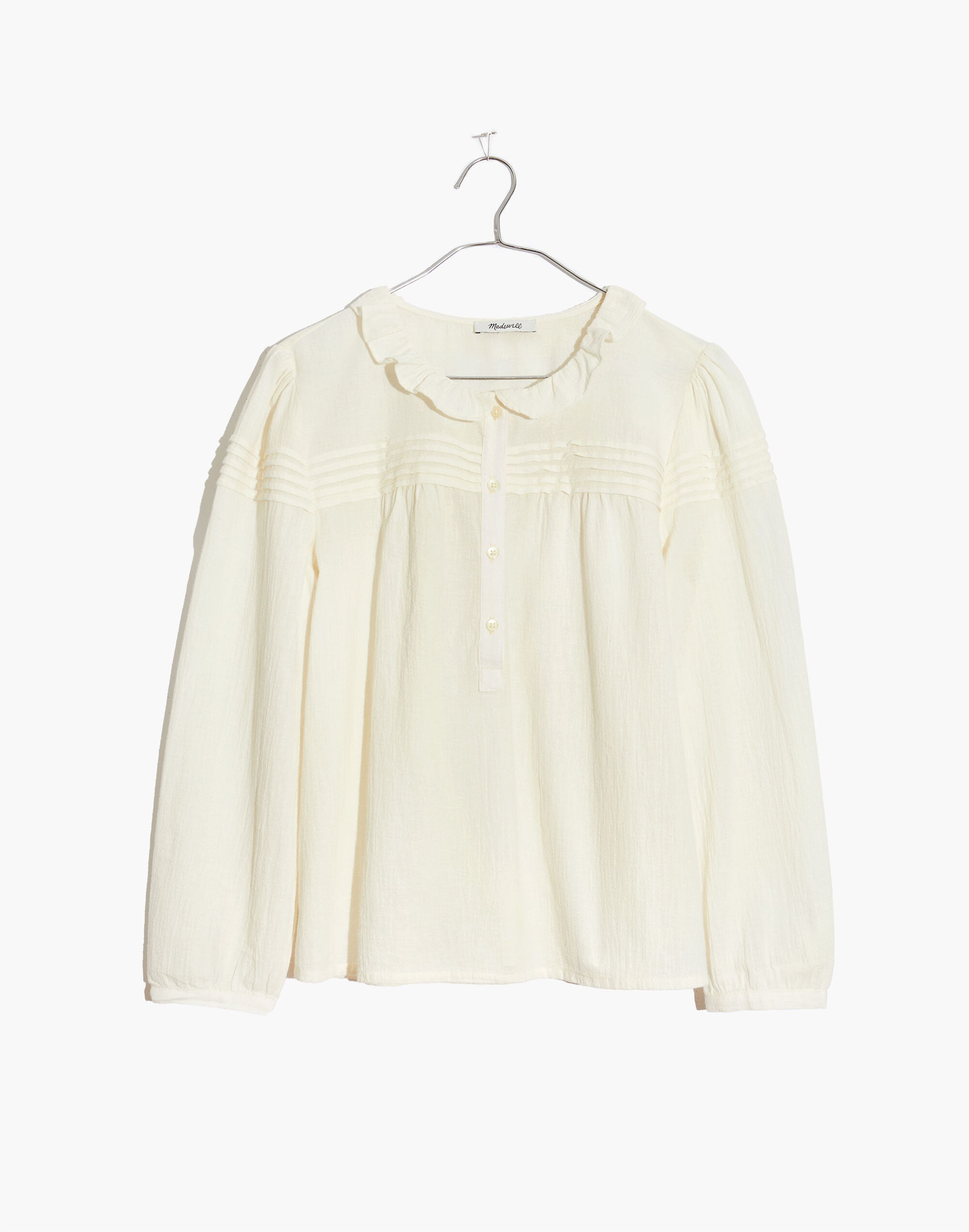 Ruffle-Collar Pintuck Popover Top