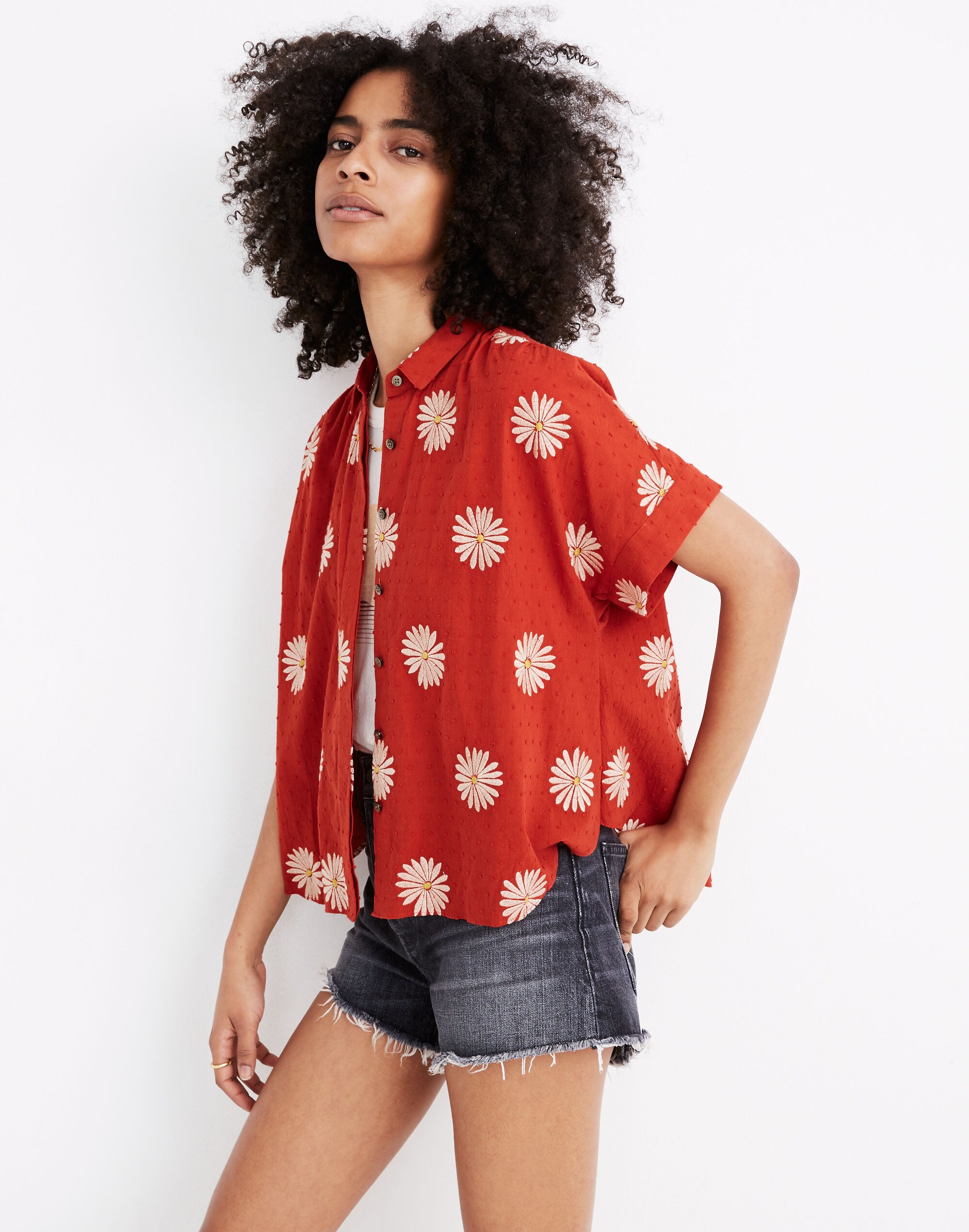 Daisy Daydream Embroidered Hilltop Shirt