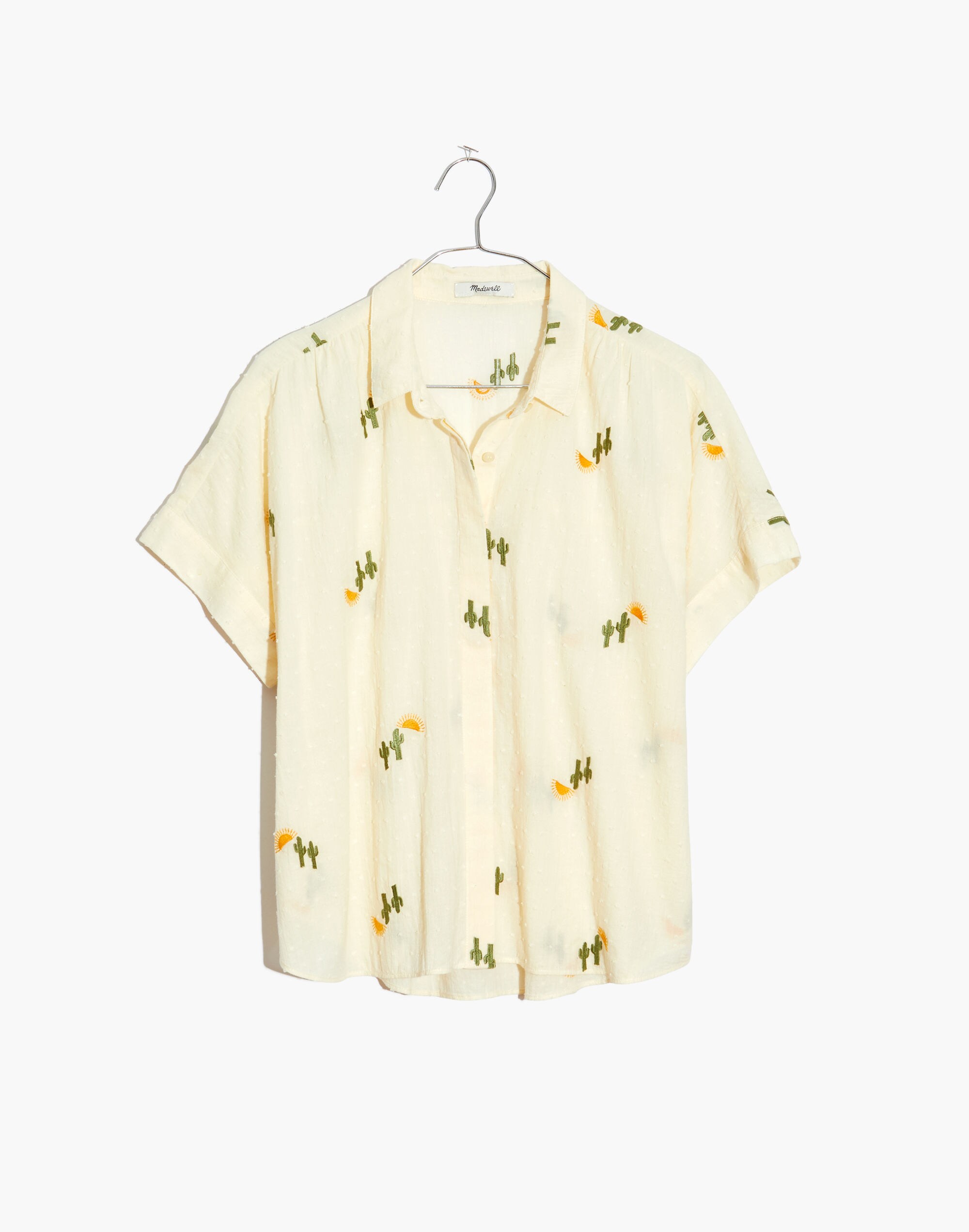 Cactus Embroidered Hilltop Shirt in Swiss Dot