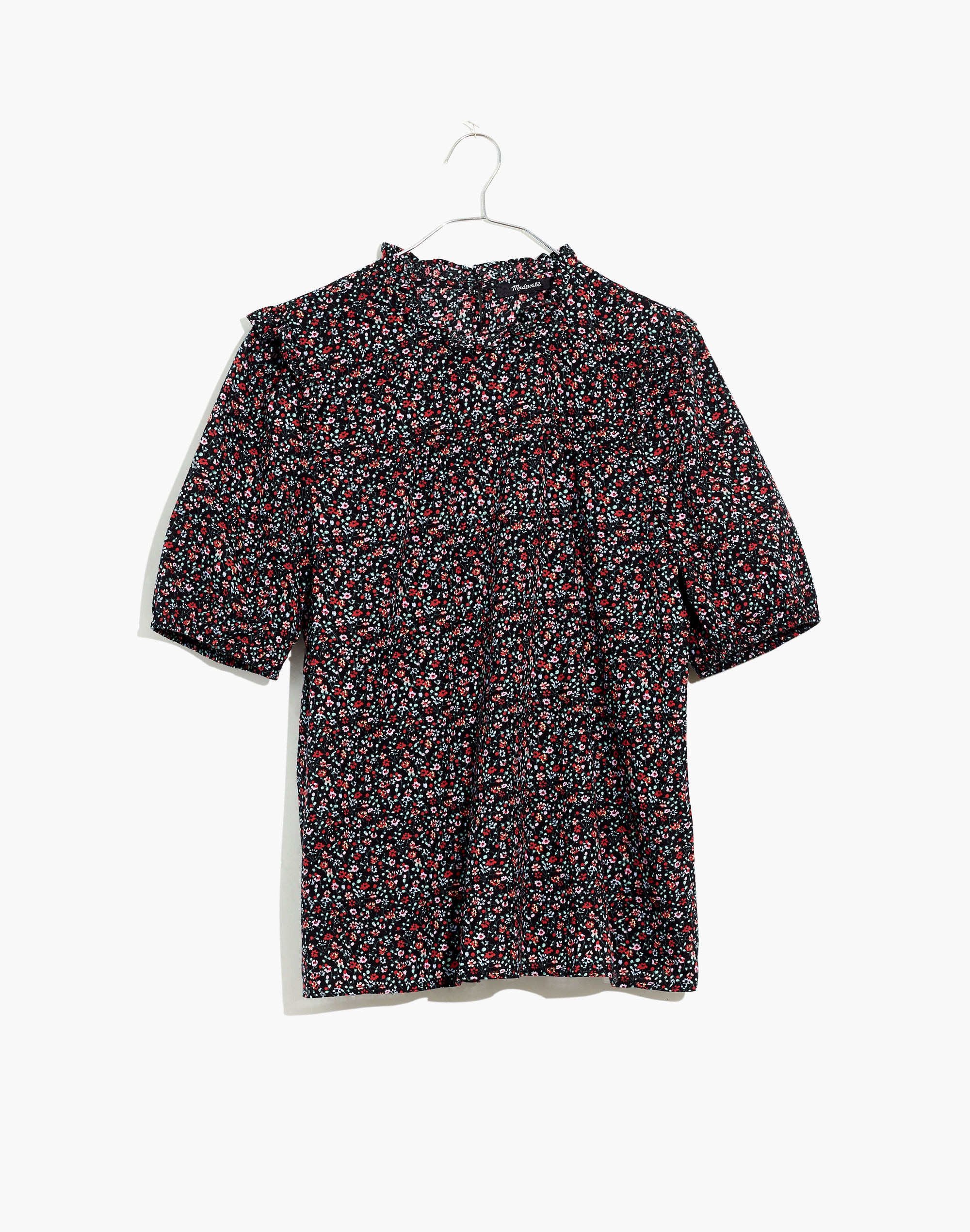 Puff-Sleeve Ruffle Top in Fieldwalk Floral