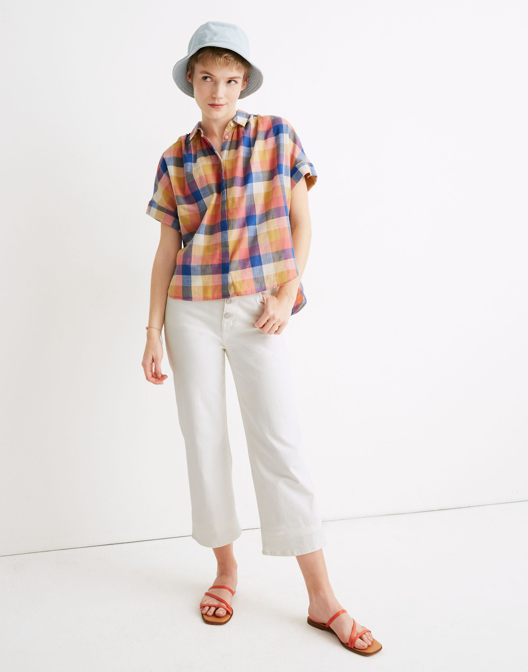 hilltop shirt in rainbow check