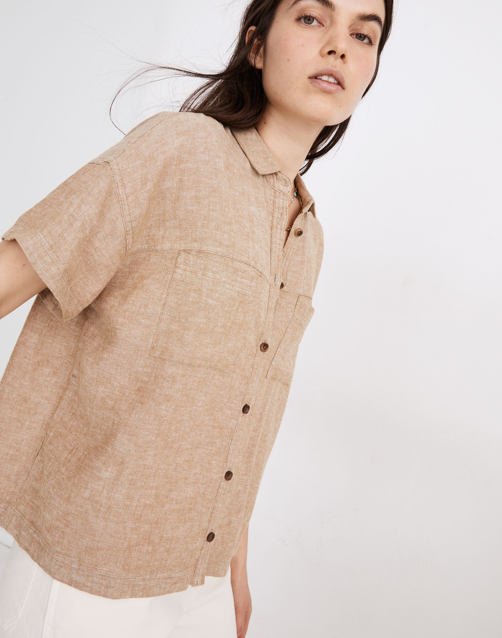 Linen-Blend Portside Shirt