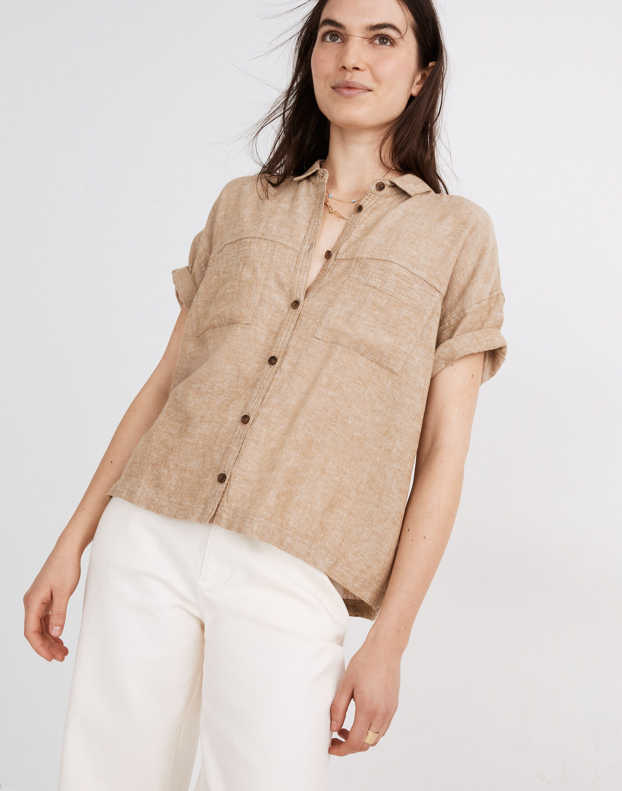 linen-blend portside shirt