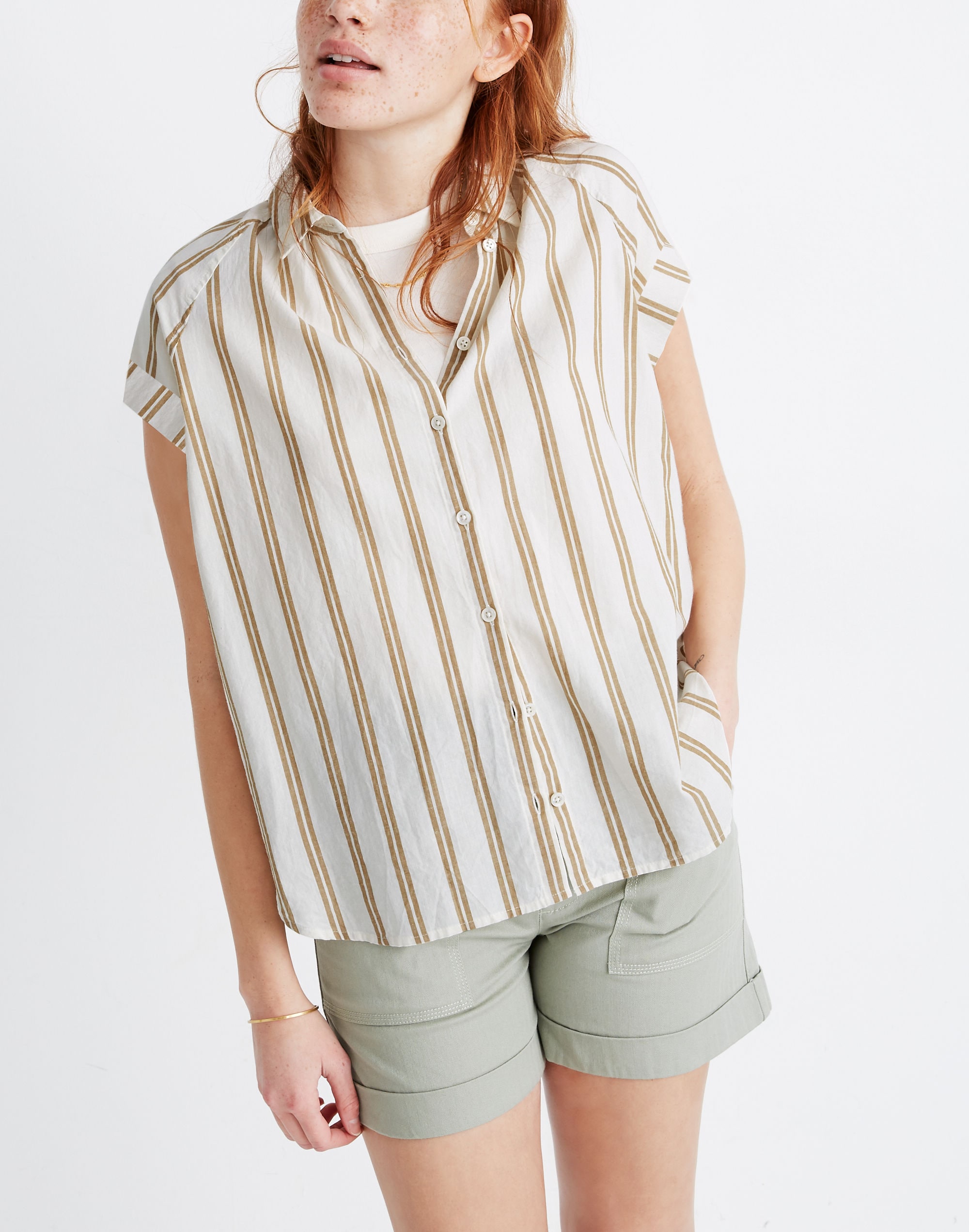 central shirt in bronze stripe