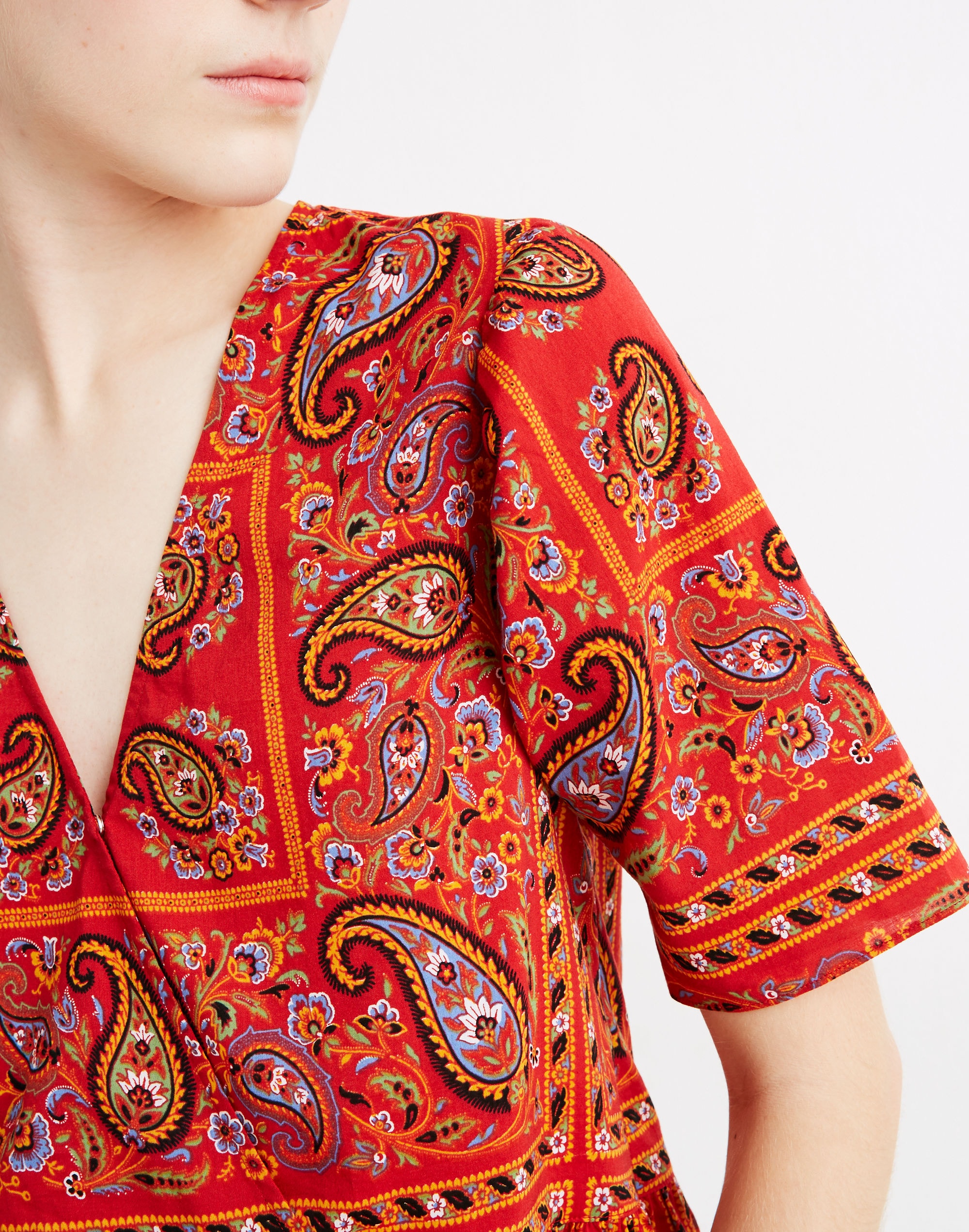 Crossover Peplum Top in Bandana Paisley