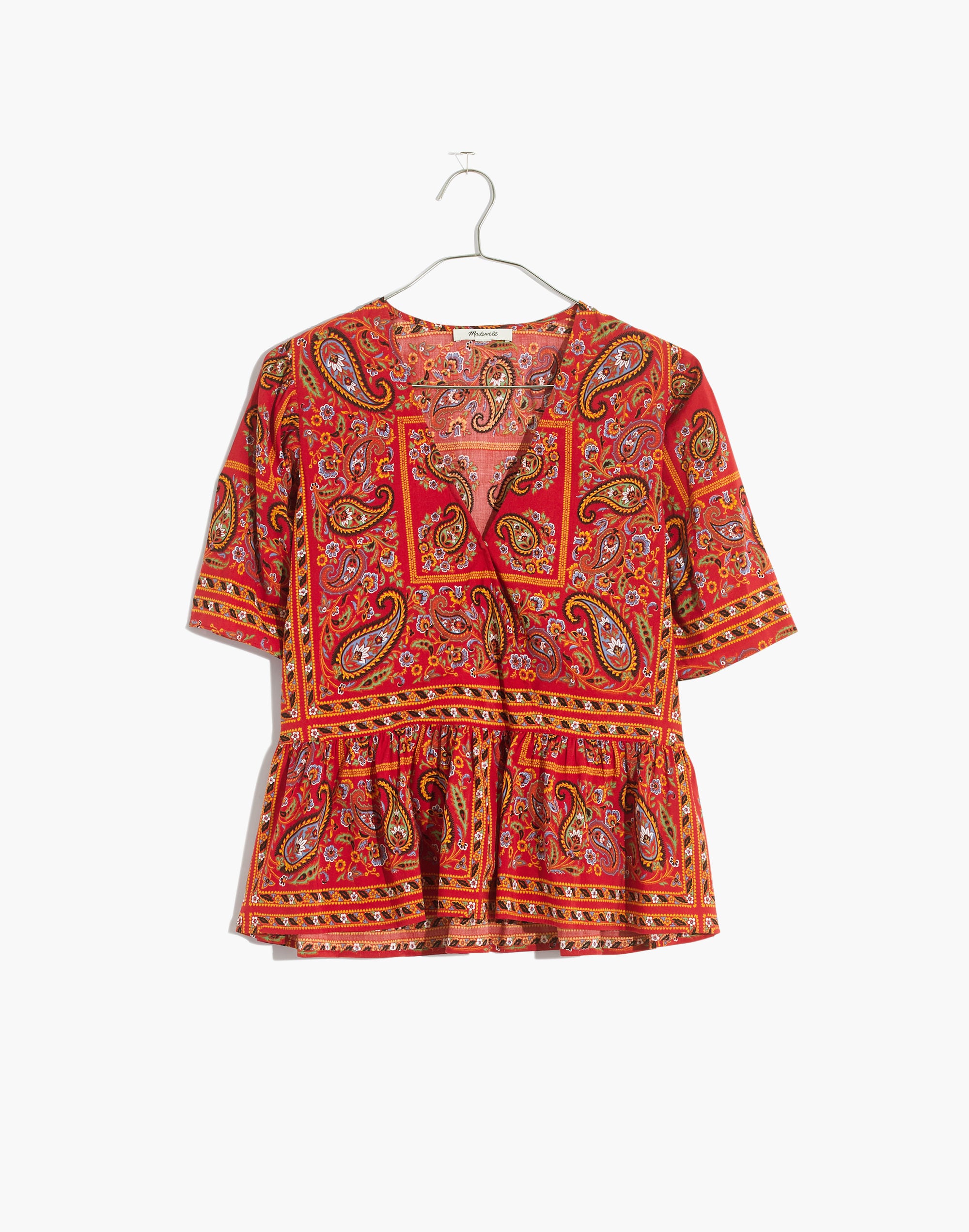 Crossover Peplum Top in Bandana Paisley