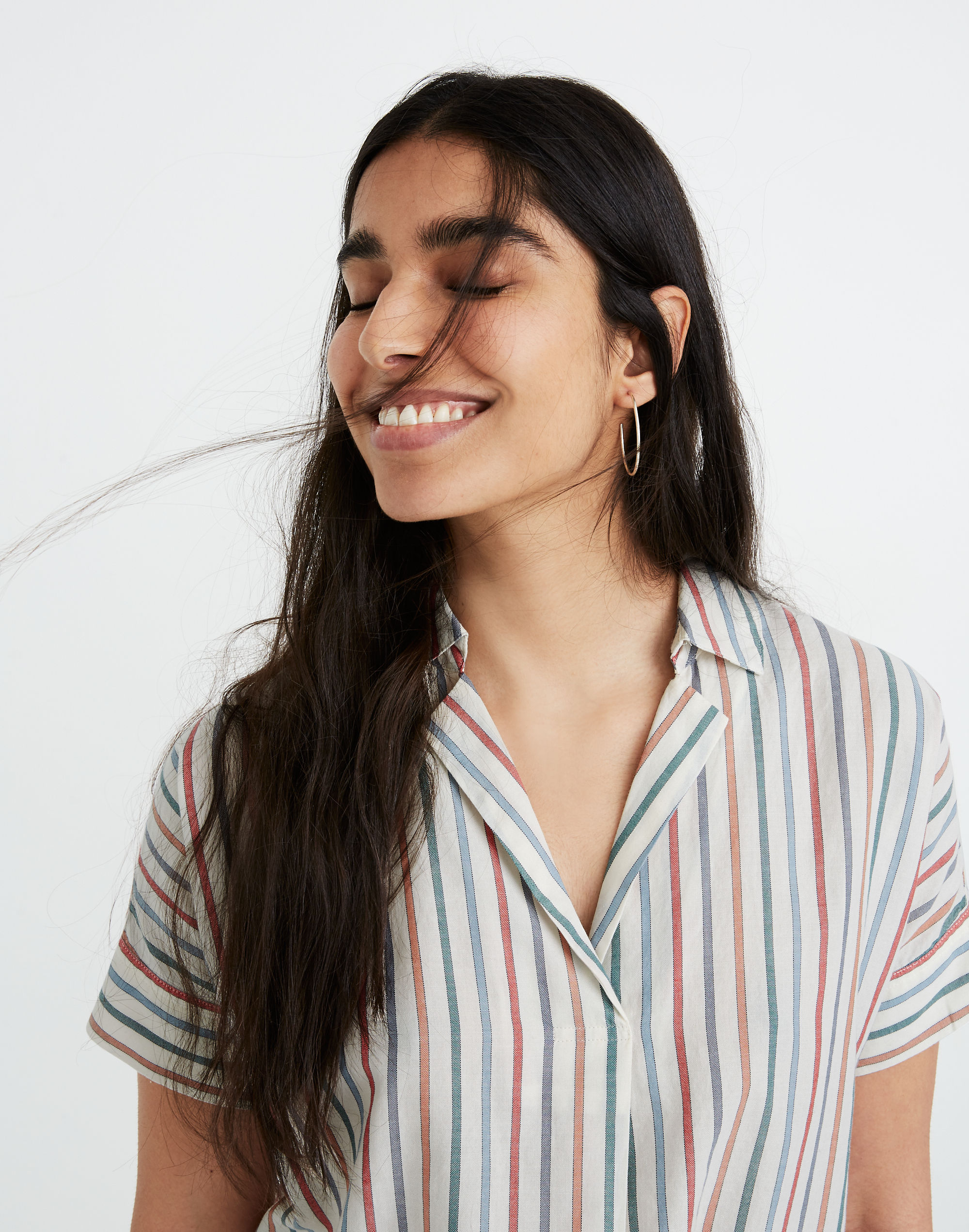 Park Popover Shirt in Rainbow Stripe