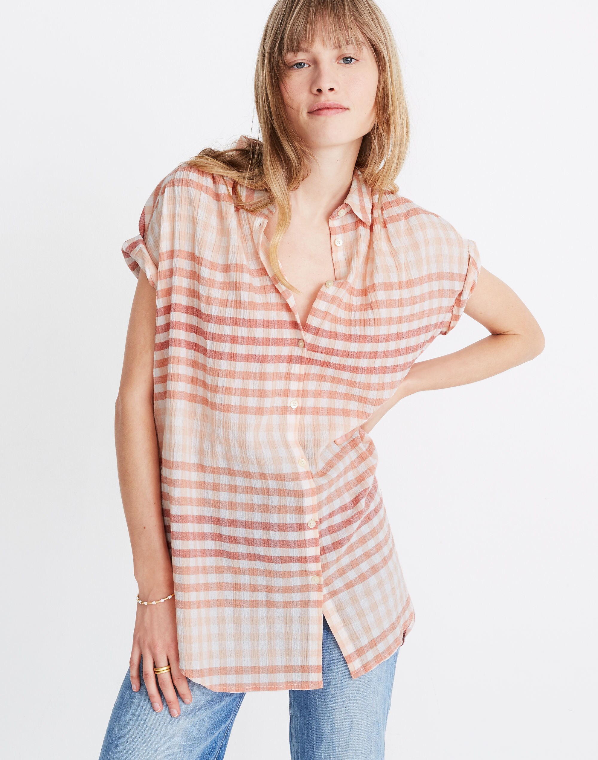 Central Tunic Shirt in Ombr&eacute; Gingham Check