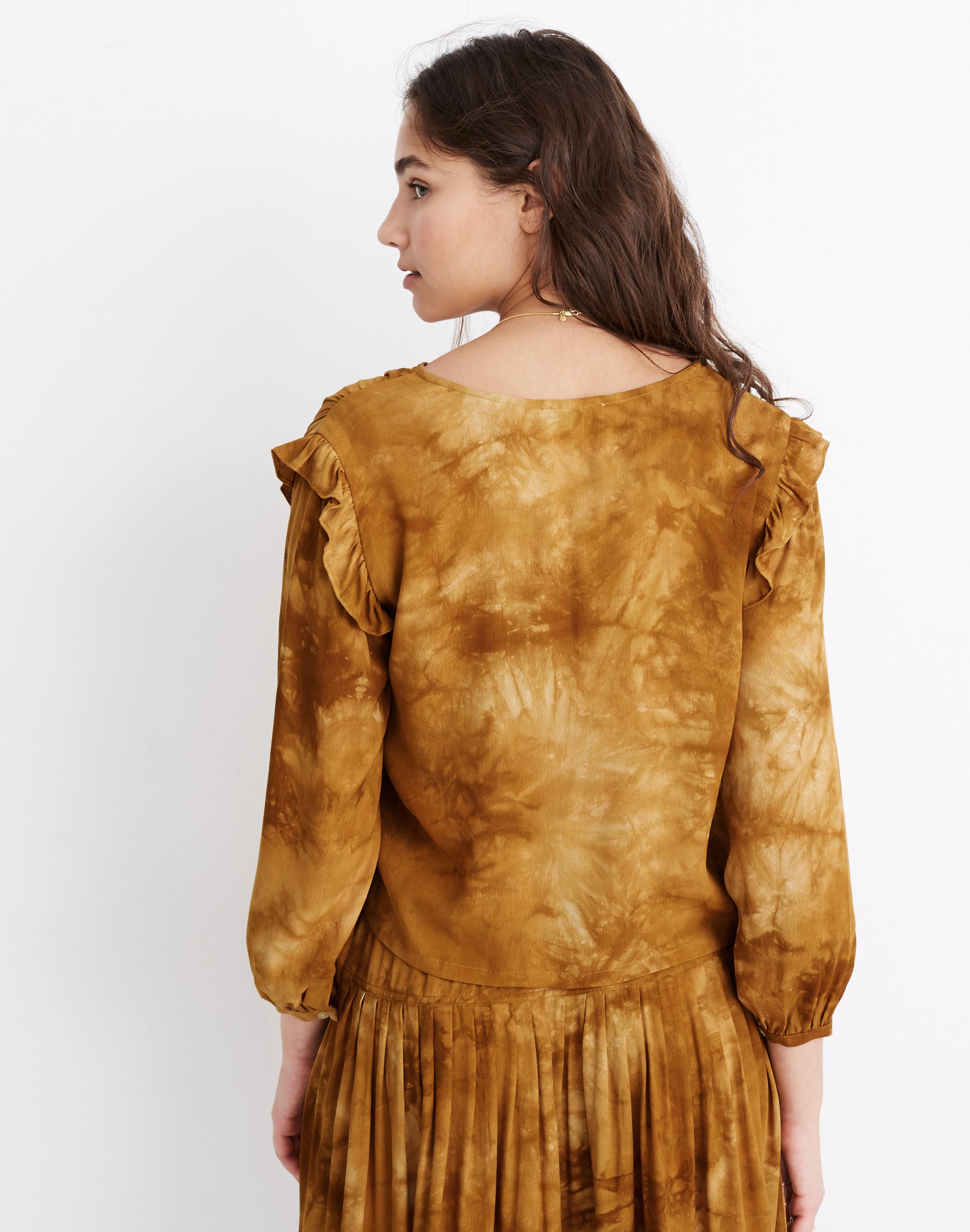 Tie-Dye Ruffle-Shoulder Top