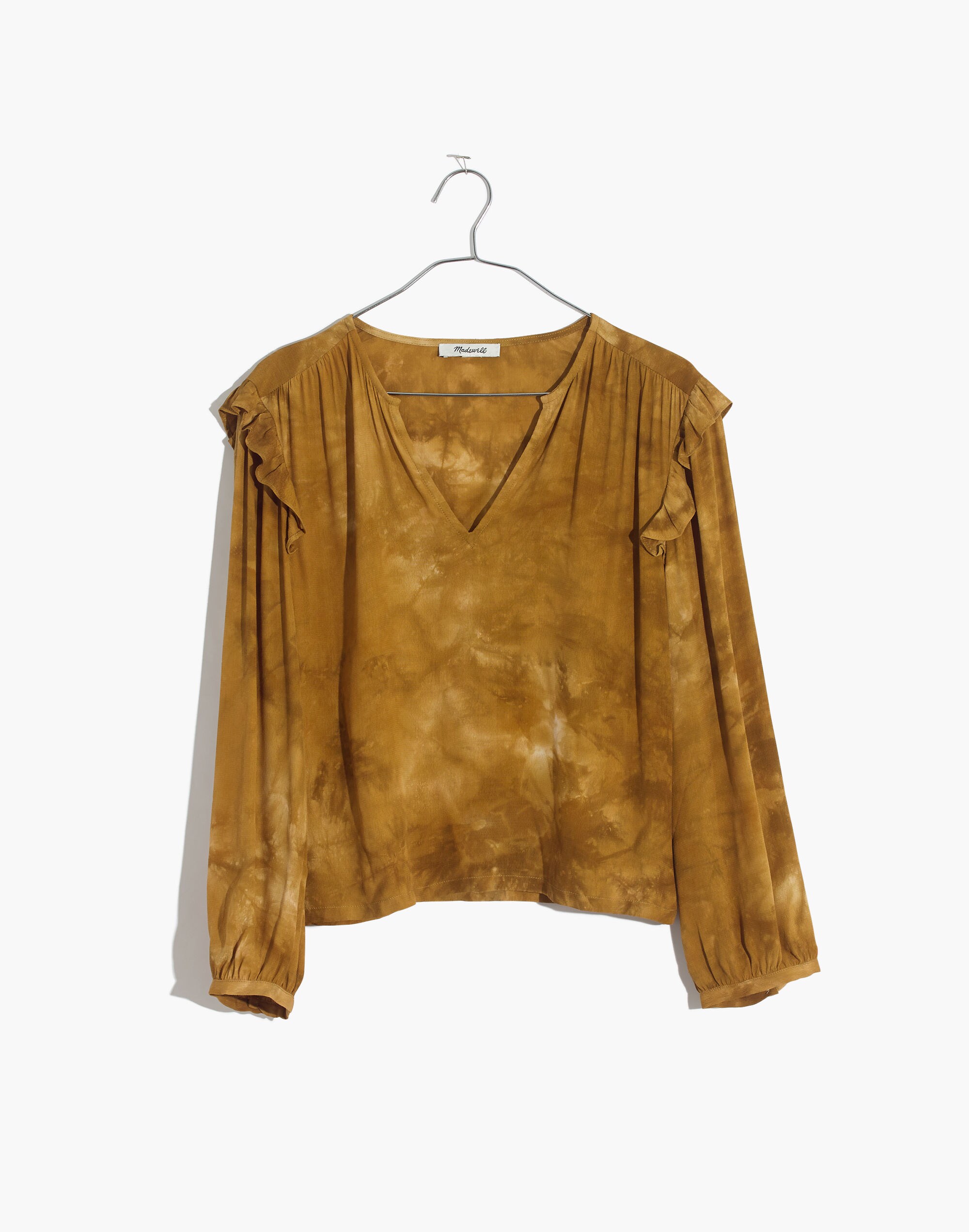 Tie-Dye Ruffle-Shoulder Top