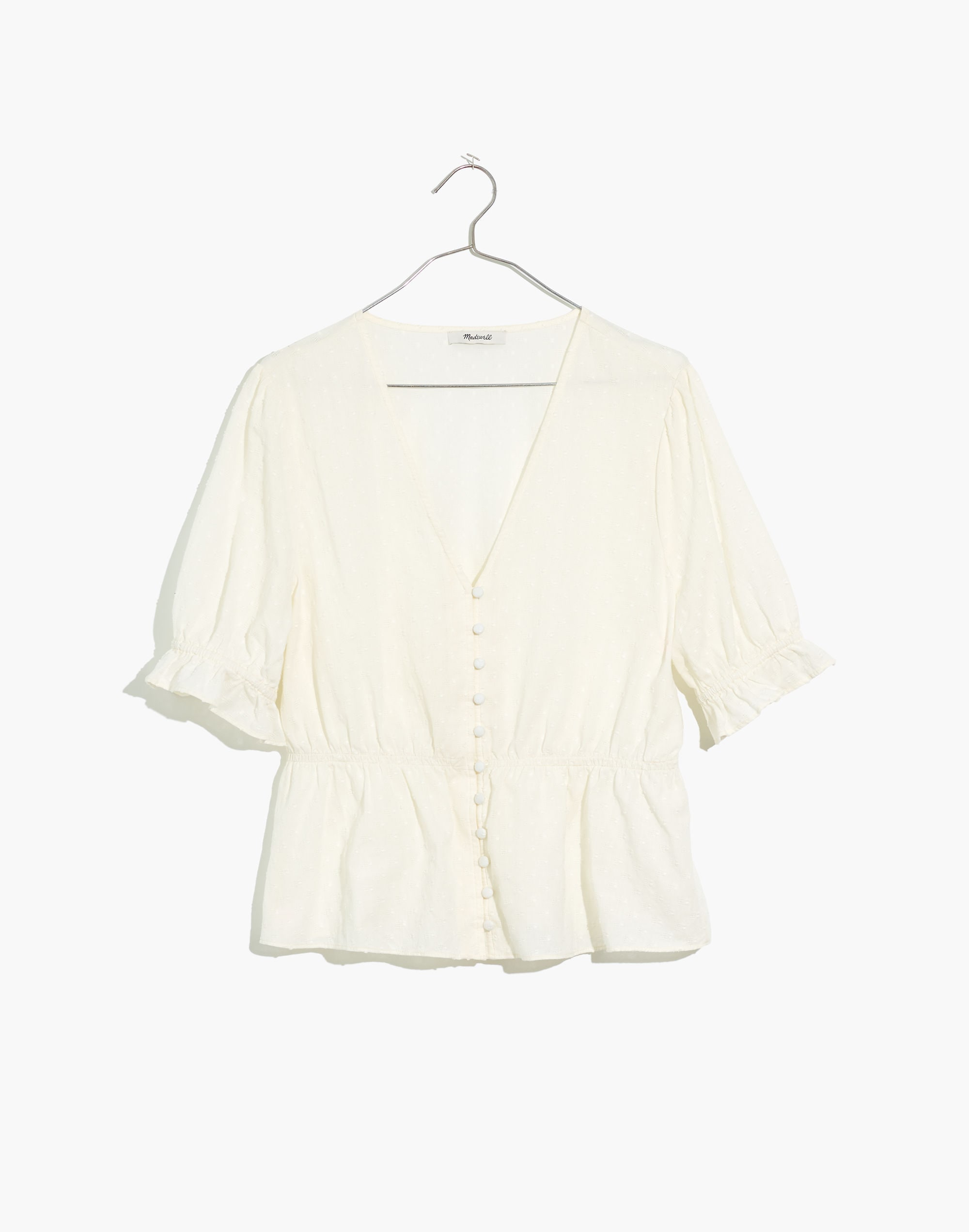 V-Neck Peplum Popover Top in Clipdot