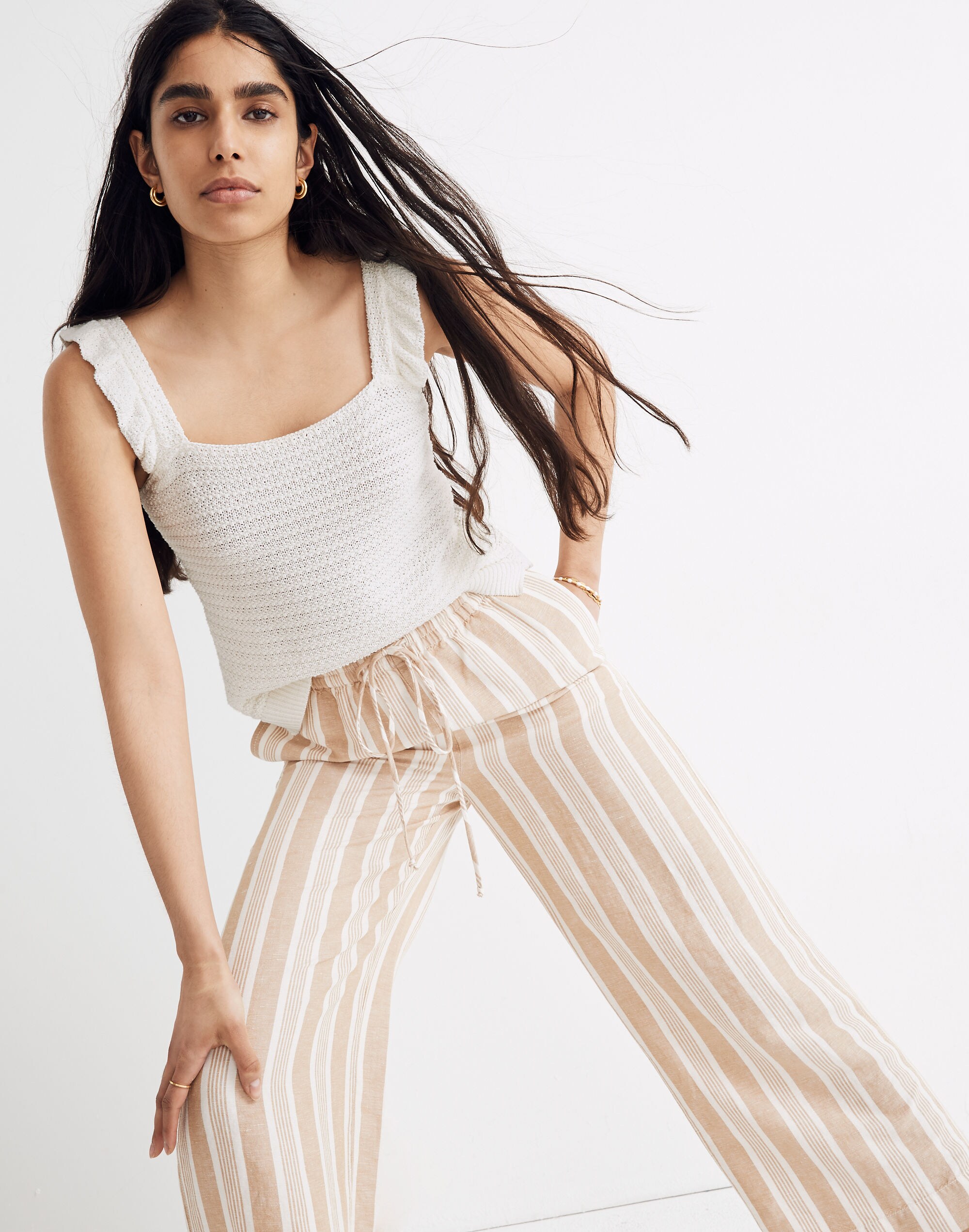 Crocheted Ruffle-Strap Sweater Tank