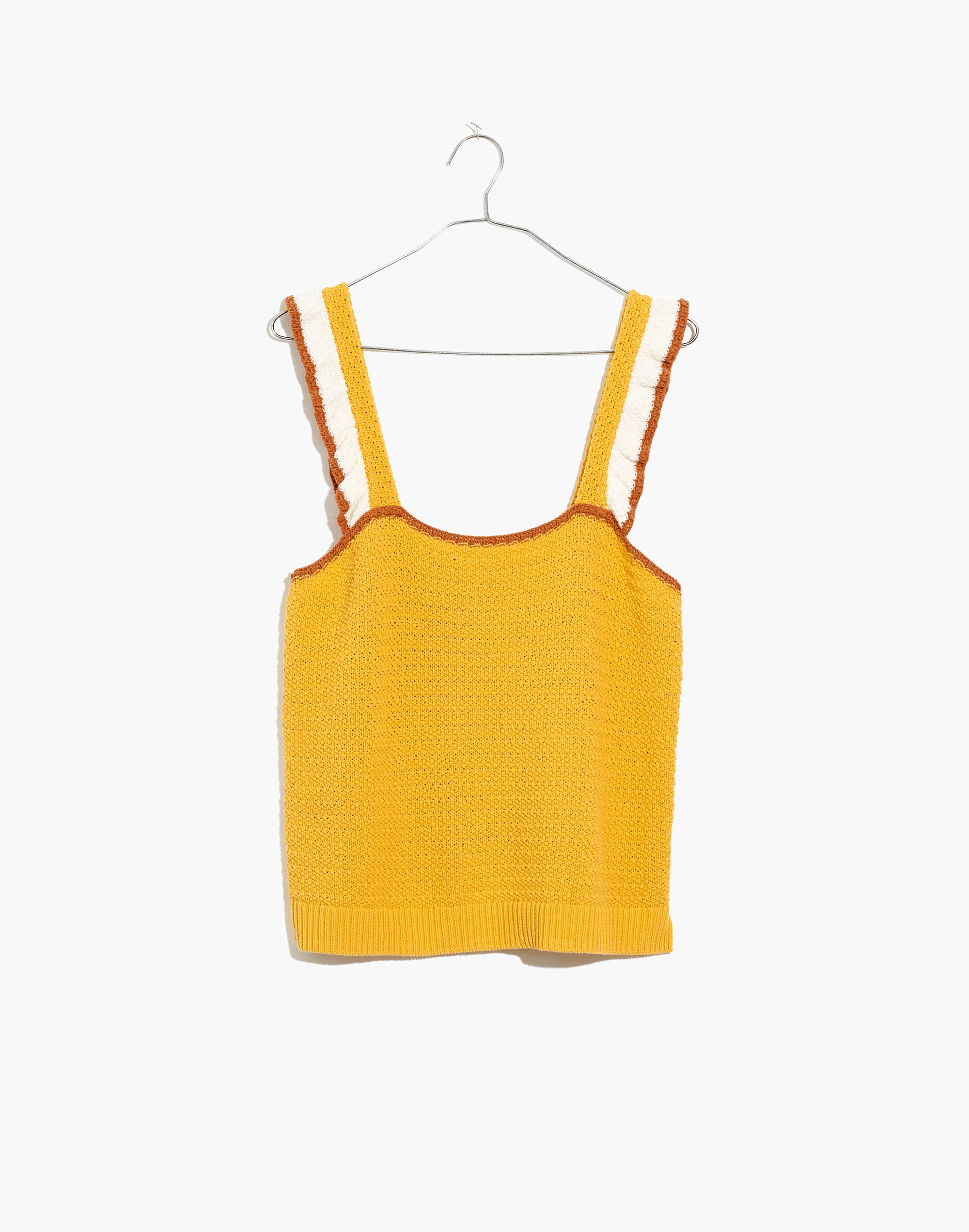 Colorblock Crocheted Ruffle-Strap Sweater Tank