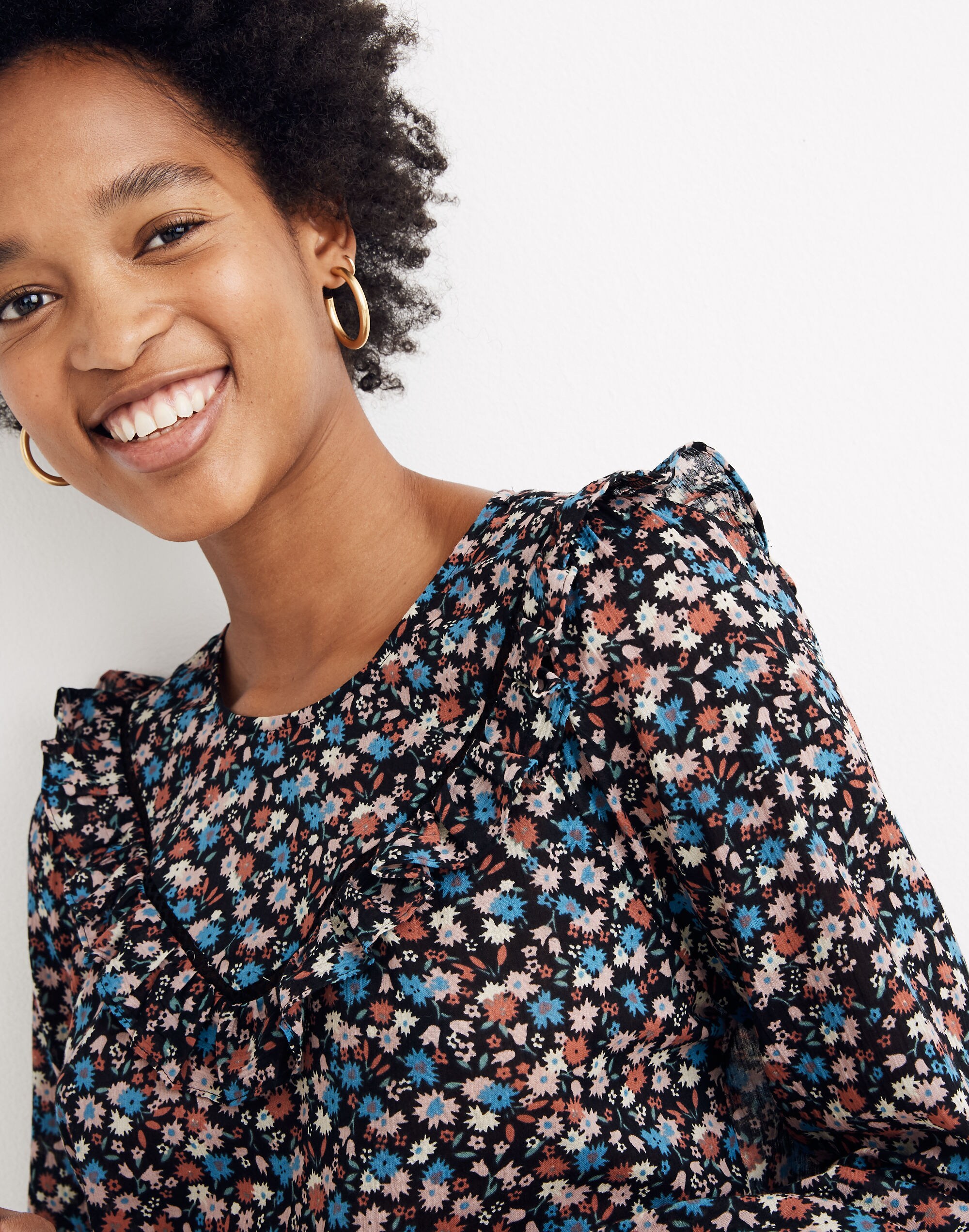 Ruffle-Yoke Prairie Top in Spring Prairie