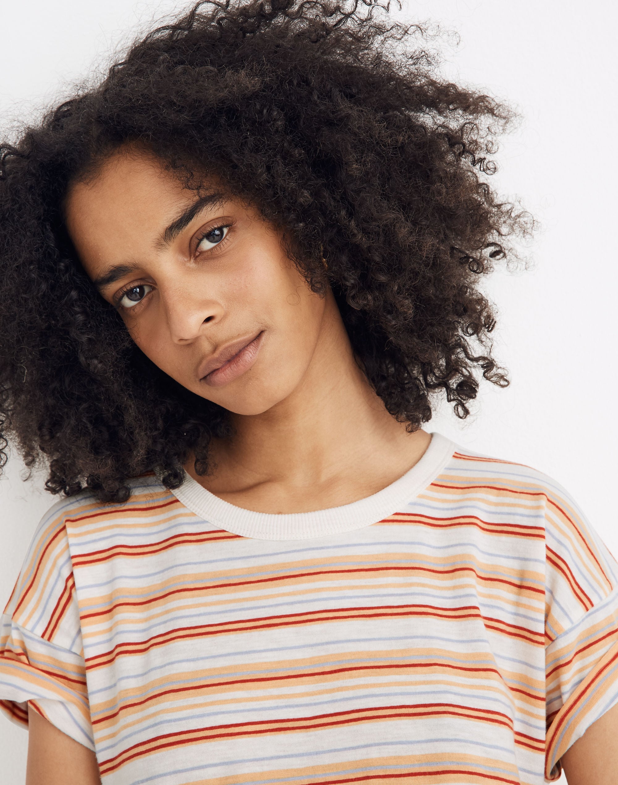 Whisper Cotton Rib-Crewneck Tee in Readville Stripe