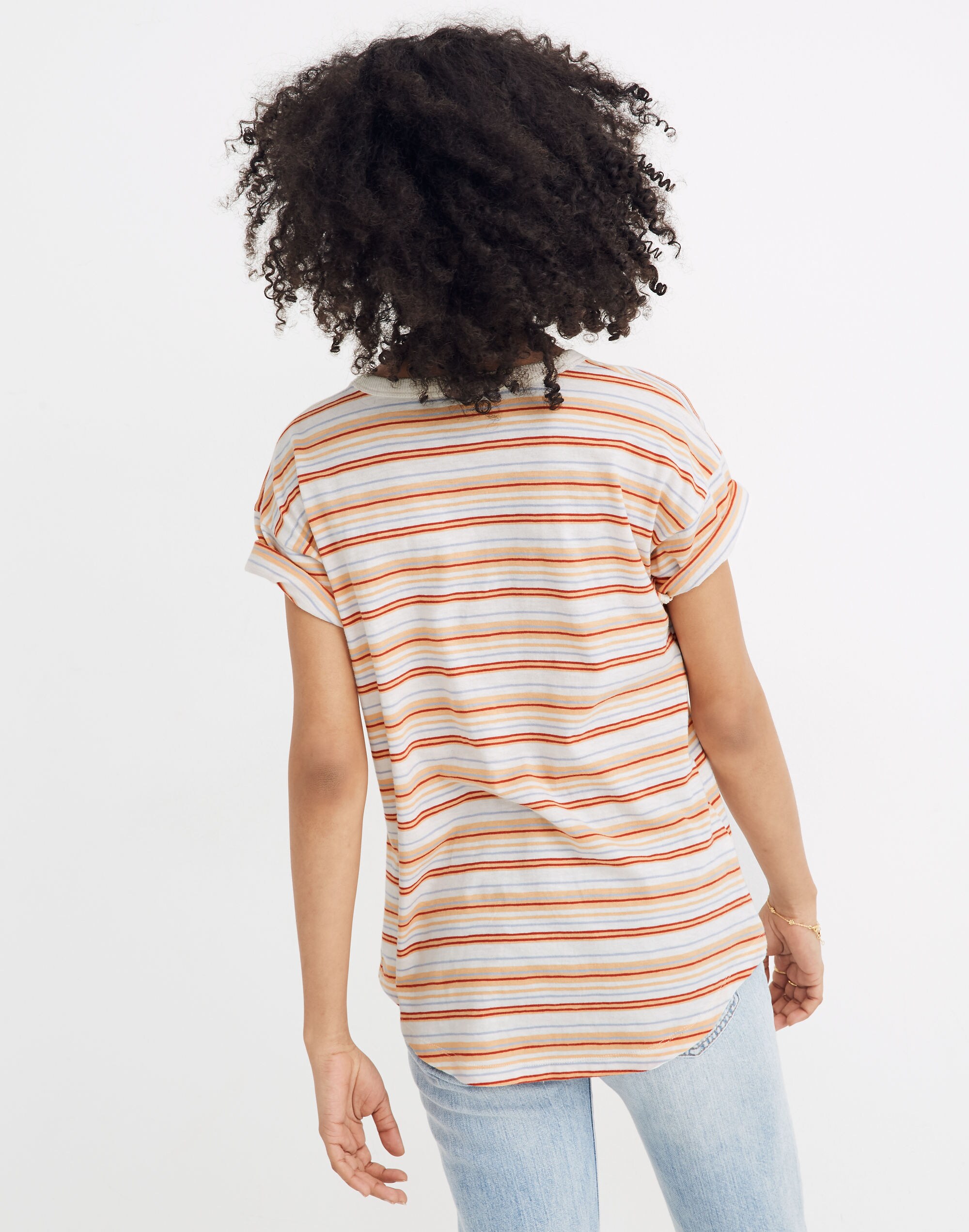 Whisper Cotton Rib-Crewneck Tee in Readville Stripe