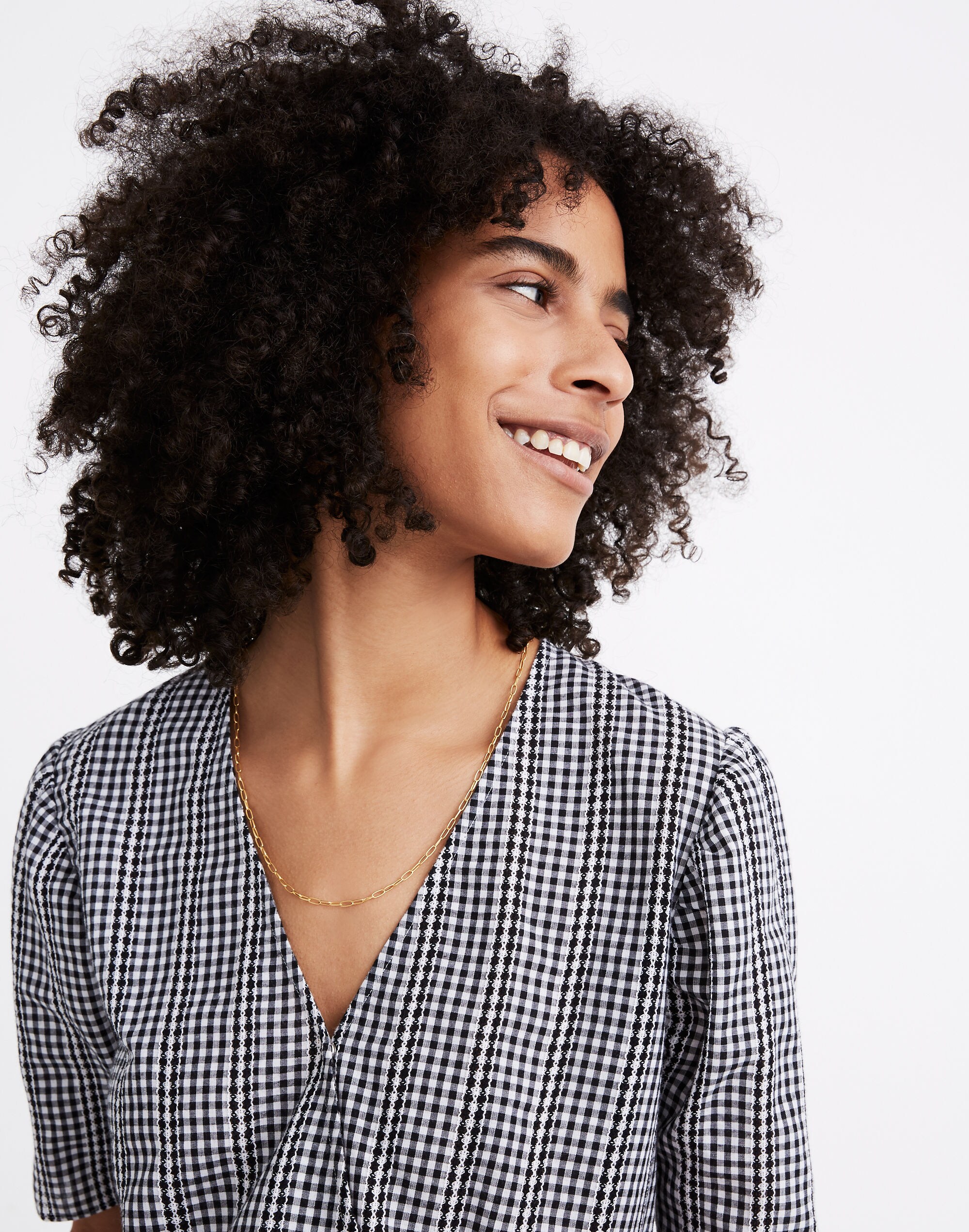 Crossover Peplum Top in Textured Gingham Check | Madewell