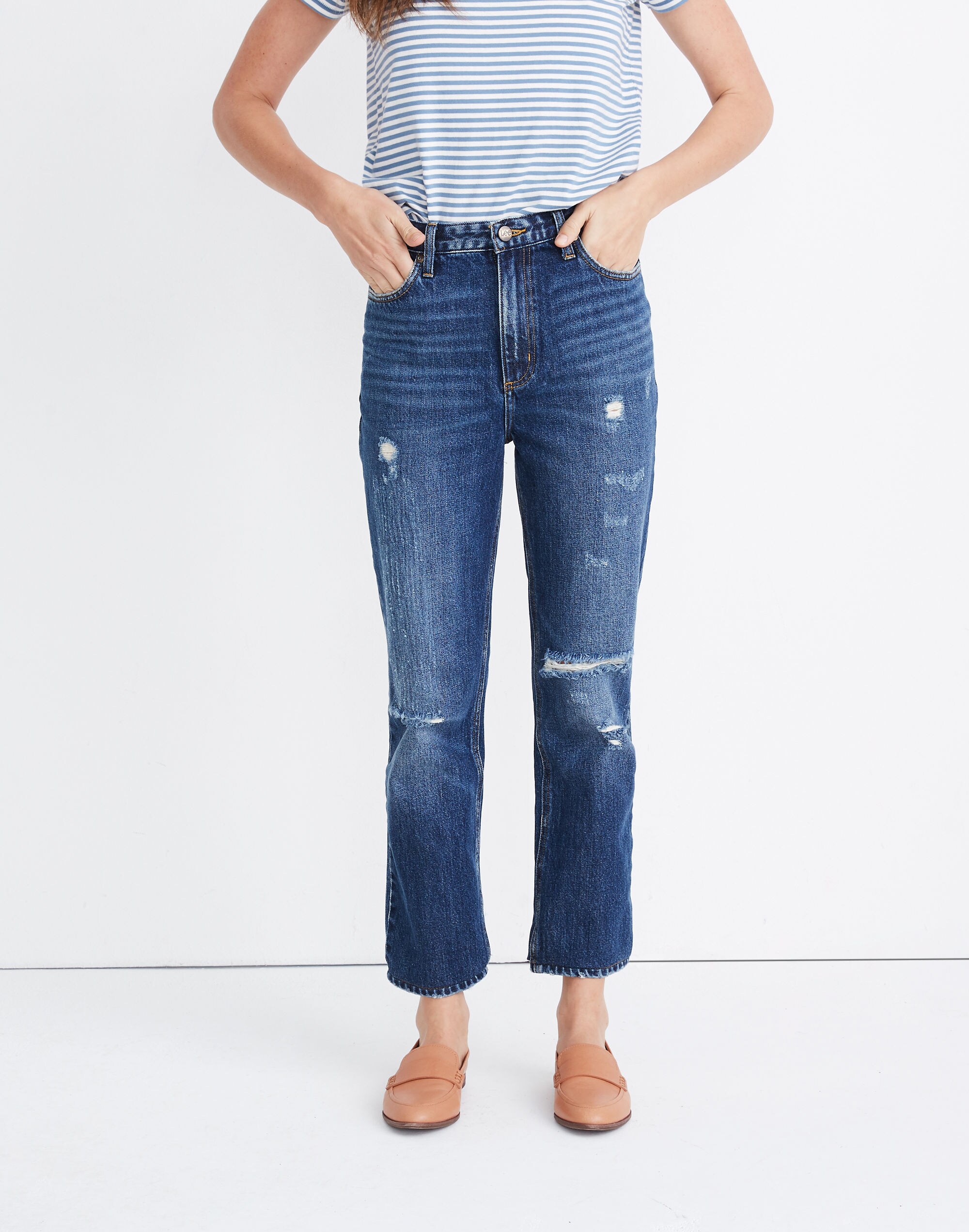 Lee&reg; High-Rise Straight Ankle Jeans