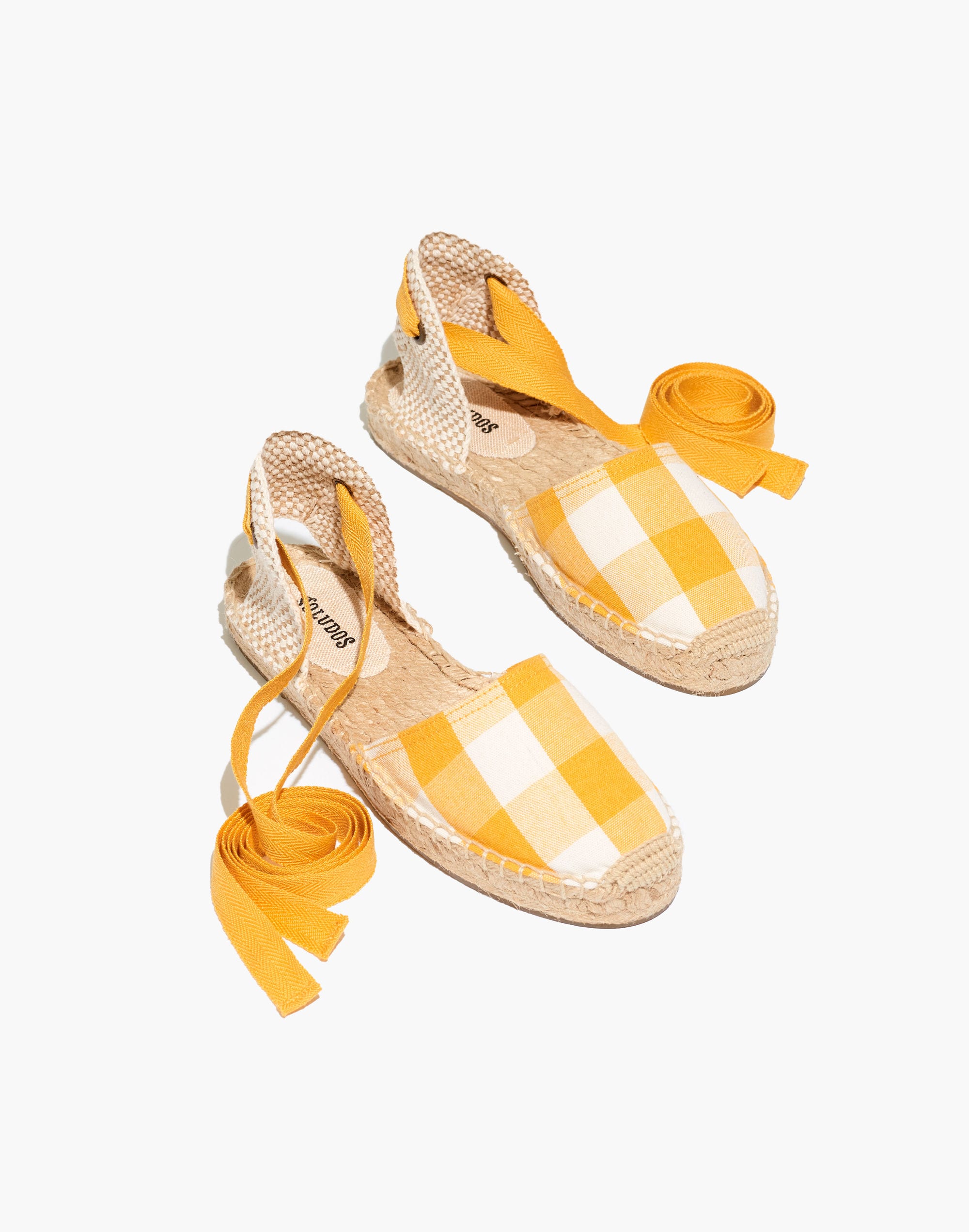 Soludos&reg; Lauren Espadrille Sandals in Marigold Gingham Check