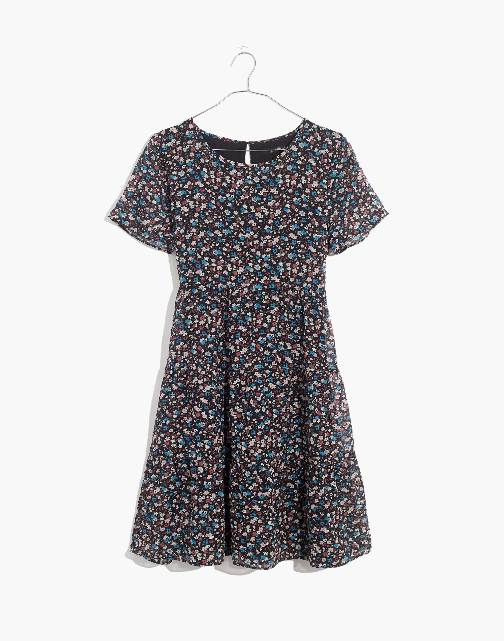 Short-Sleeve Tiered Mini Dress in Spring Prairie