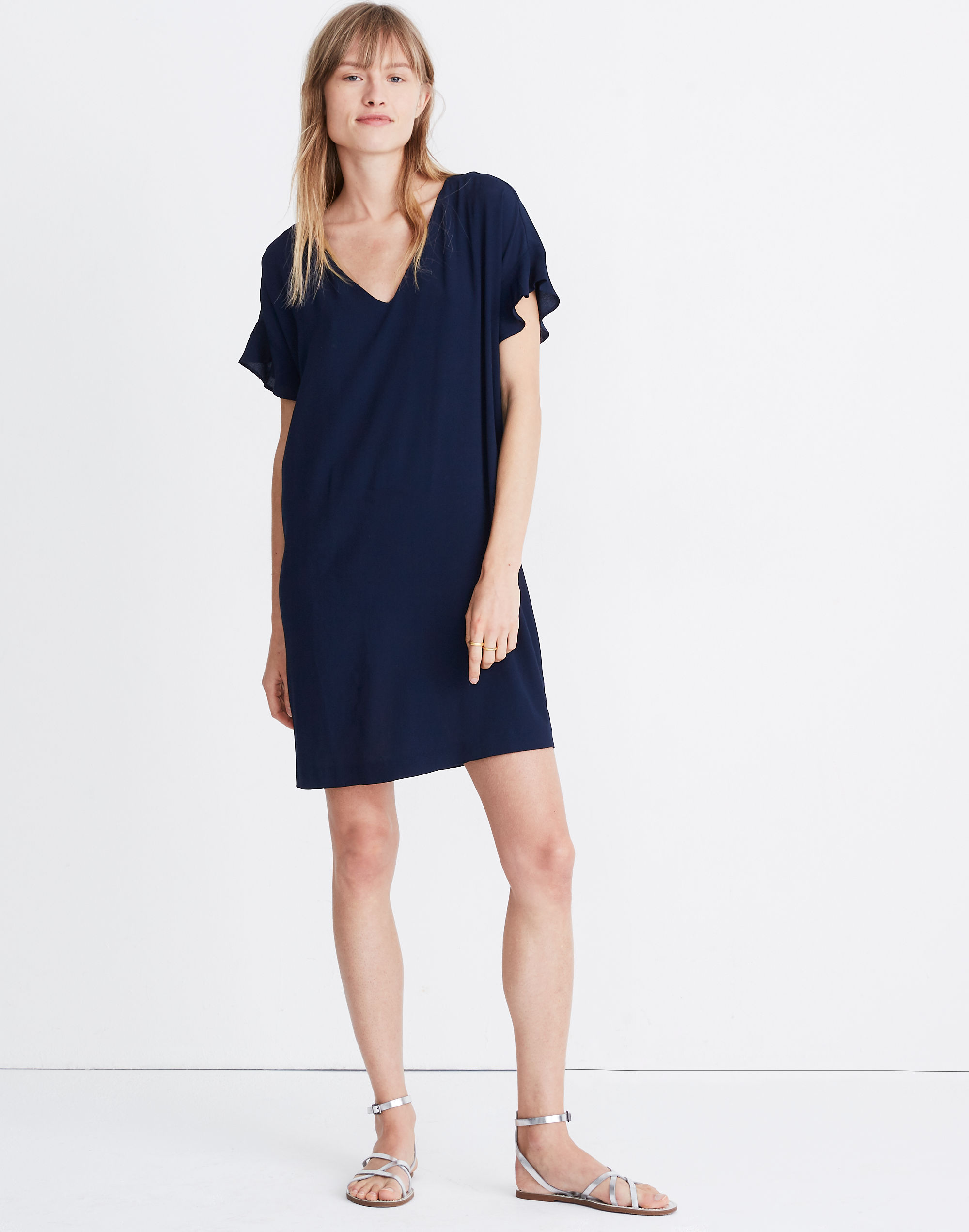 Ruffle-Sleeve Easy Dress