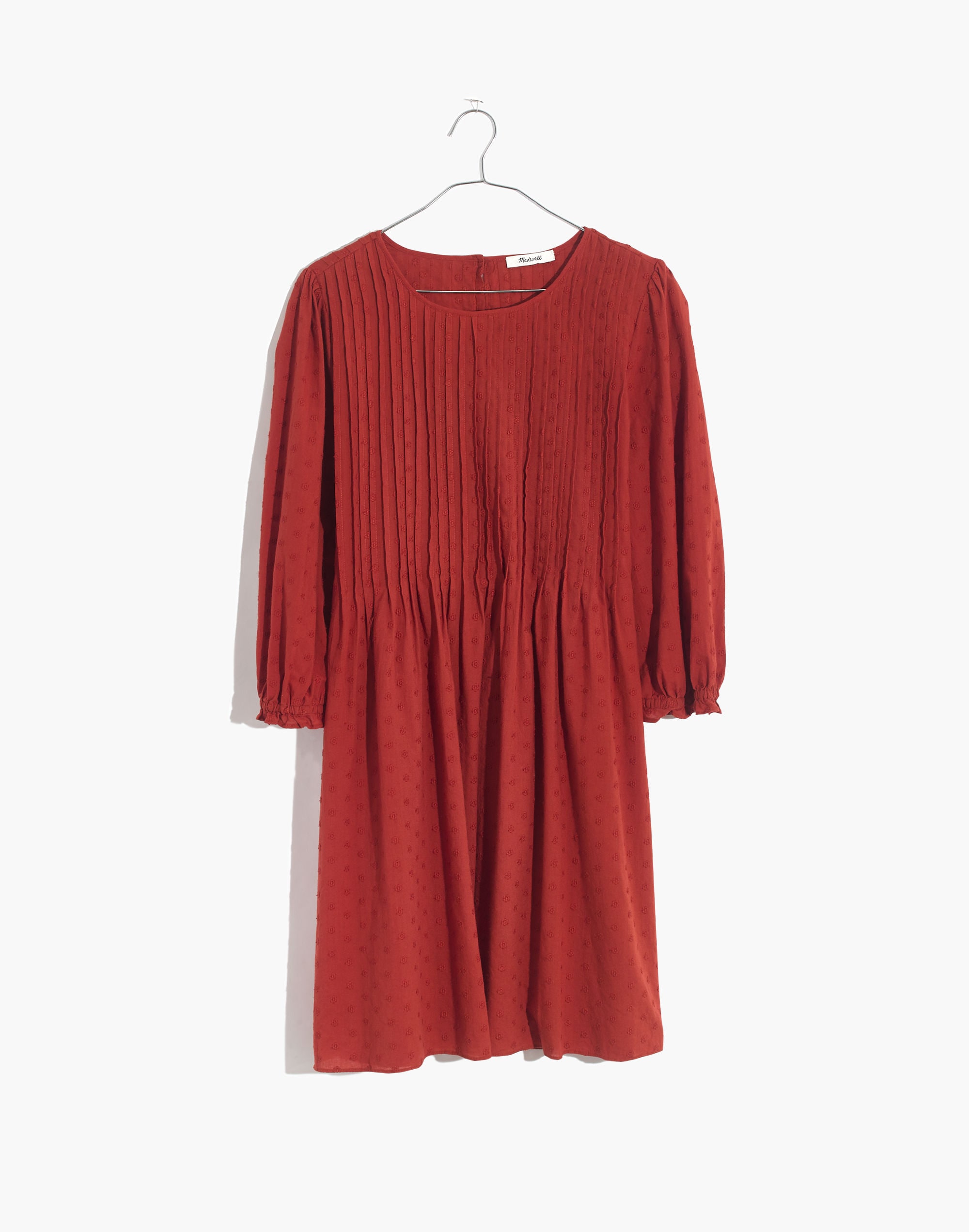 Embroidered Pintuck Mini Dress