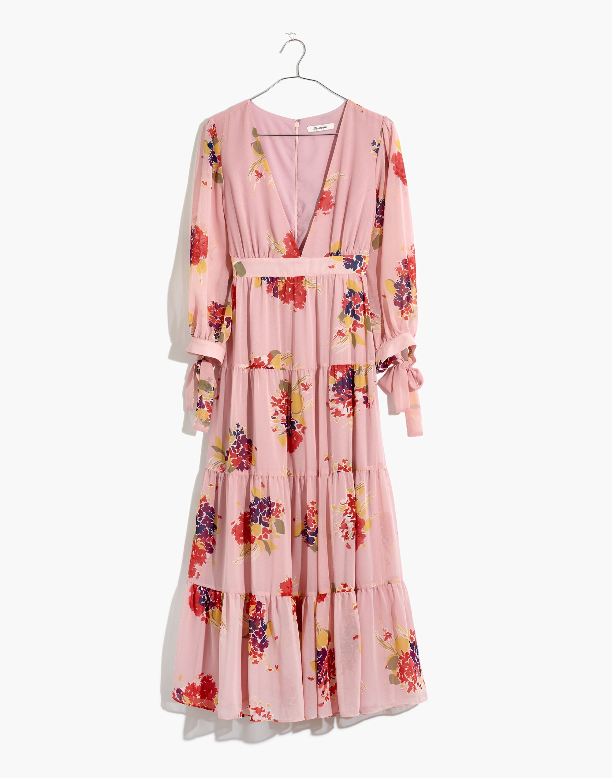 Tie-Sleeve Tiered Midi Dress in Market Bouquet