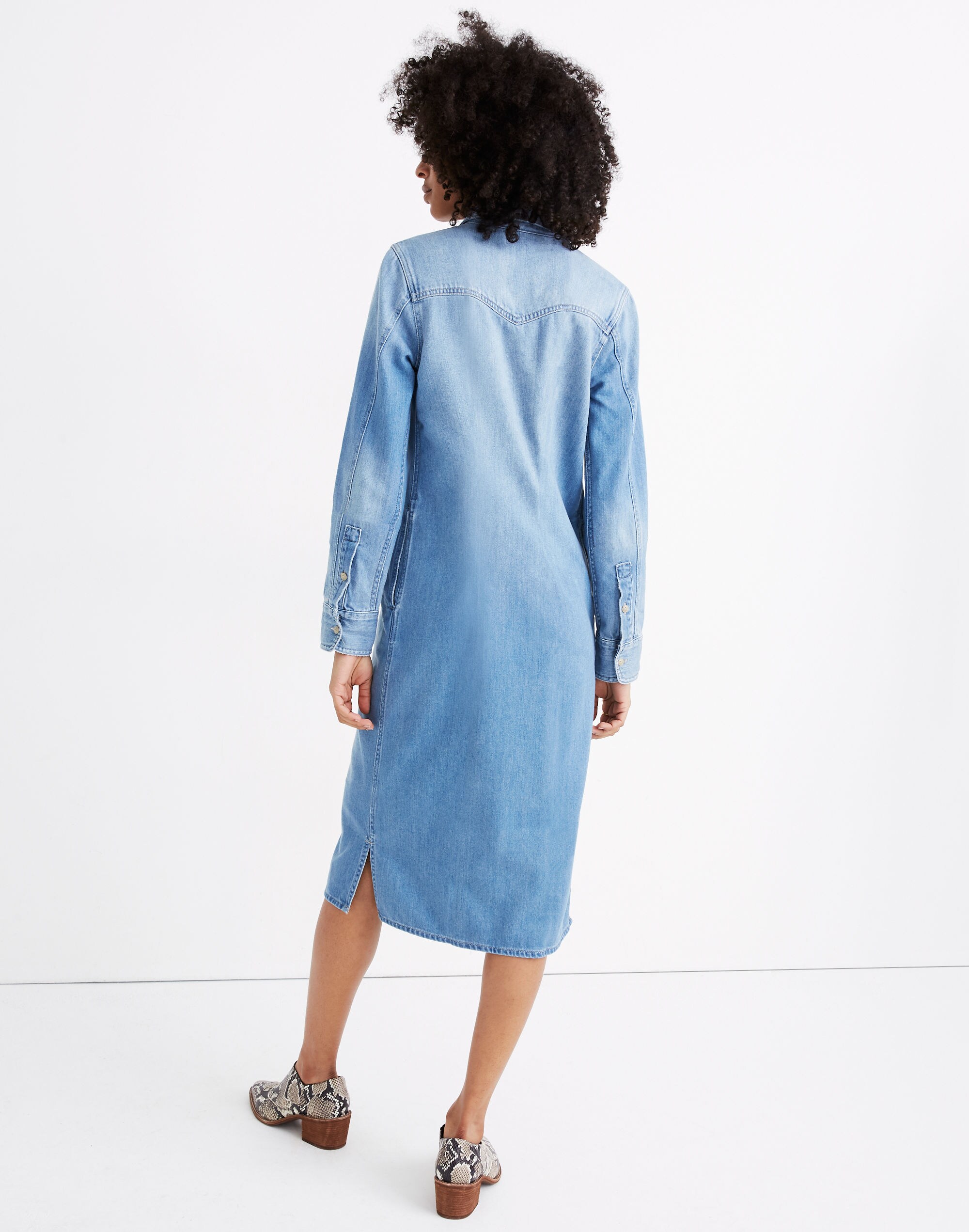 Denim Western Midi Shirtdress in Bisbee Wash