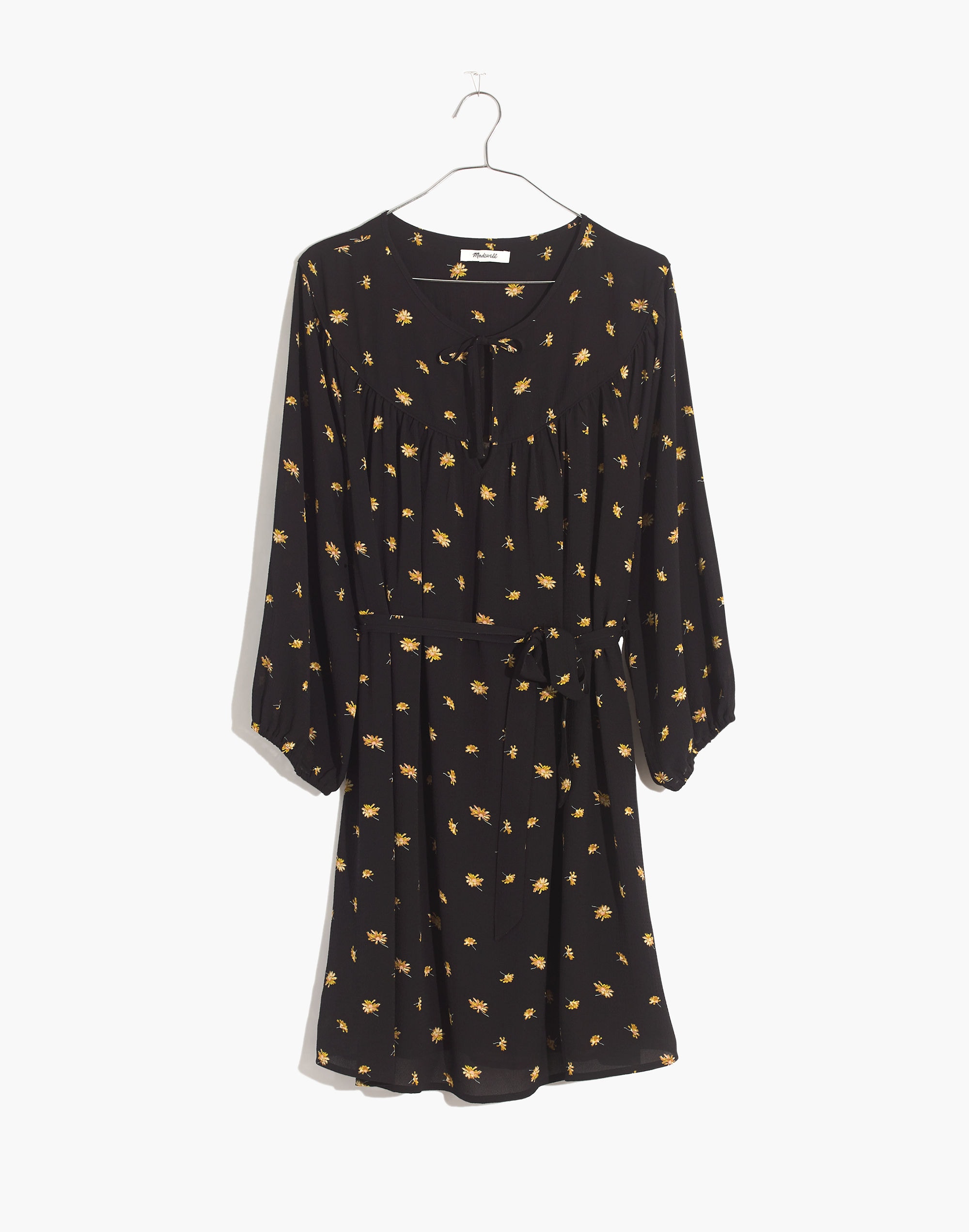 Petite Tie-Waist Mini Dress in French Daisies