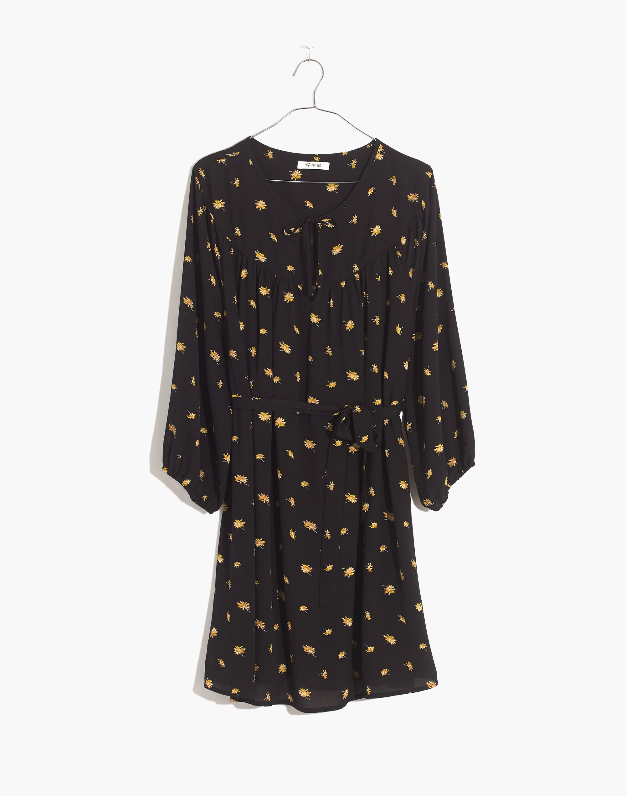 Tie-Waist Mini Dress in French Daisies