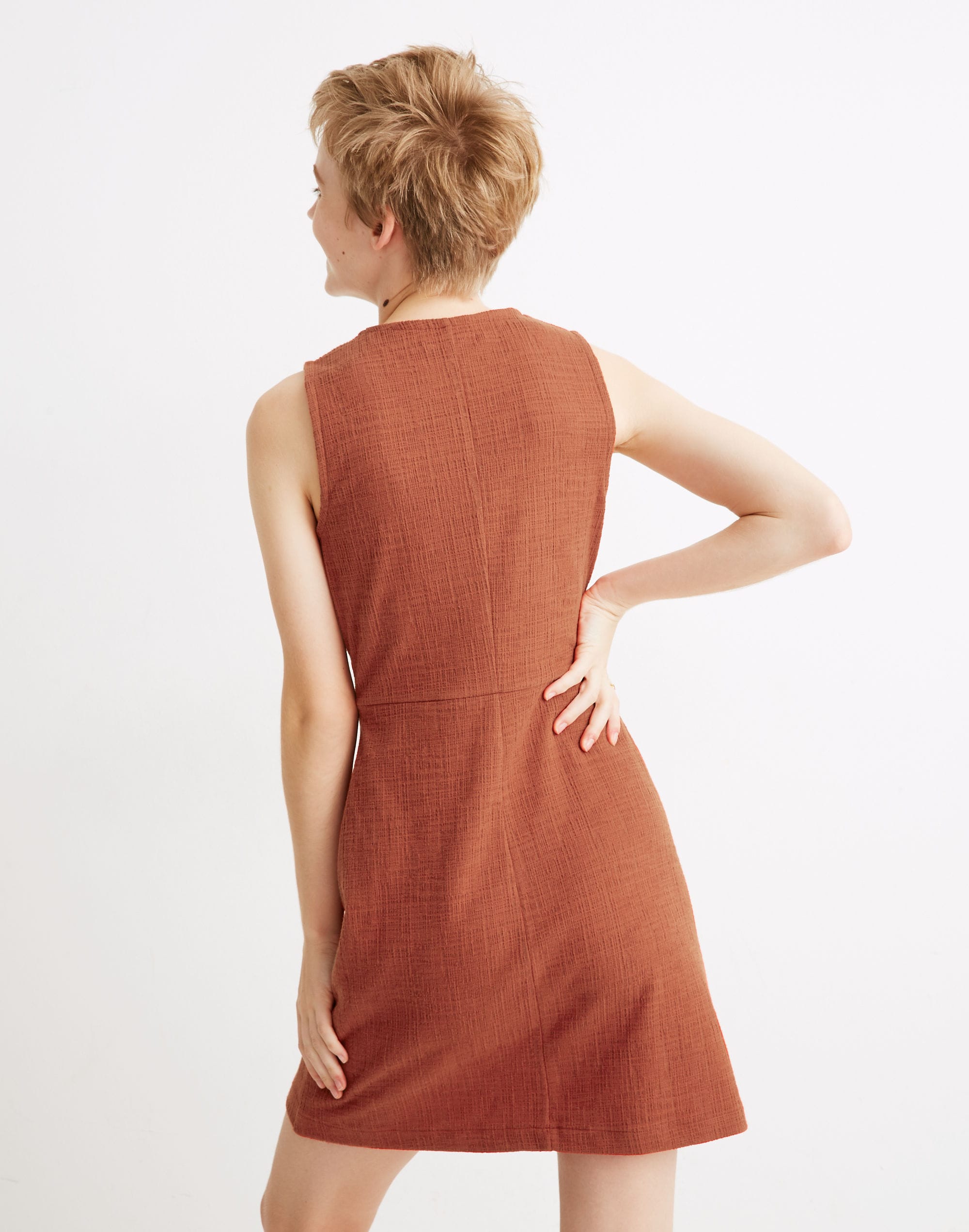 Sleeveless Button-Front Mini Dress