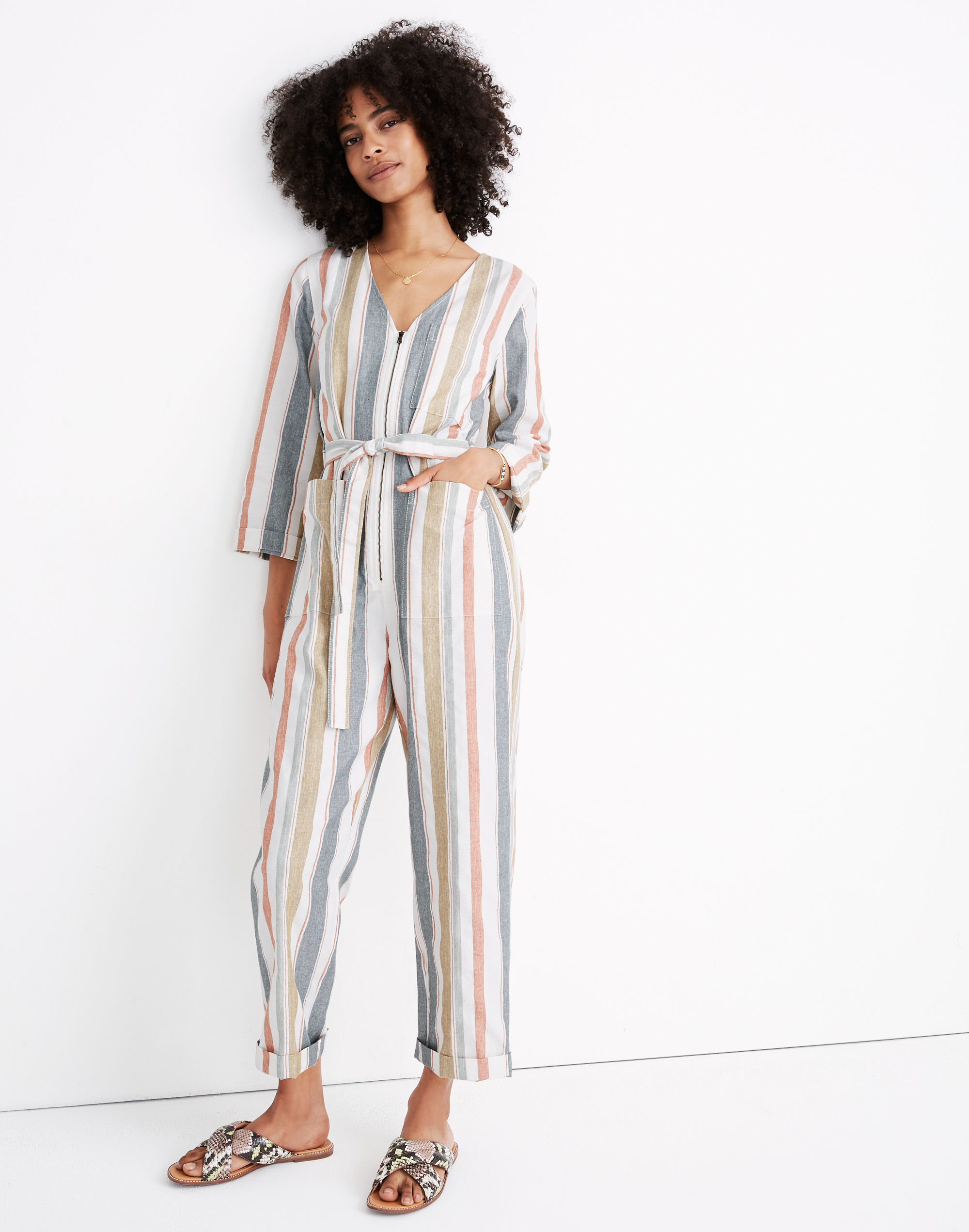v-neck tie-waist jumpsuit