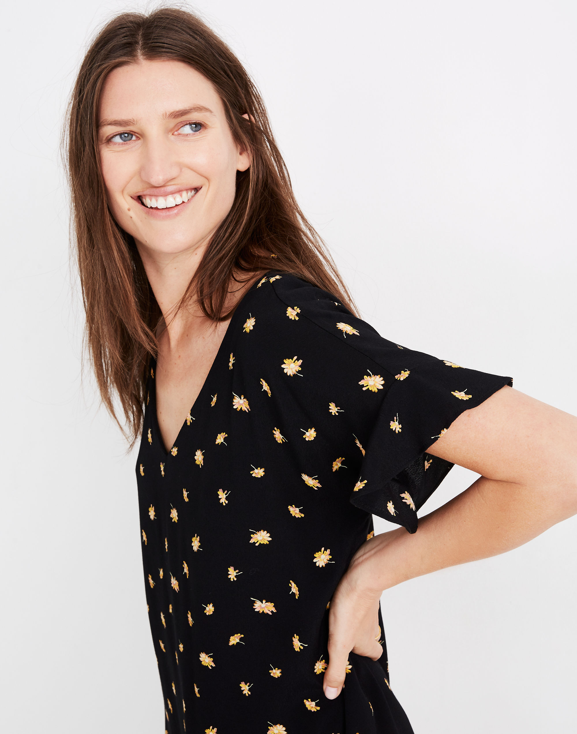 Ruffle-Sleeve Easy Dress