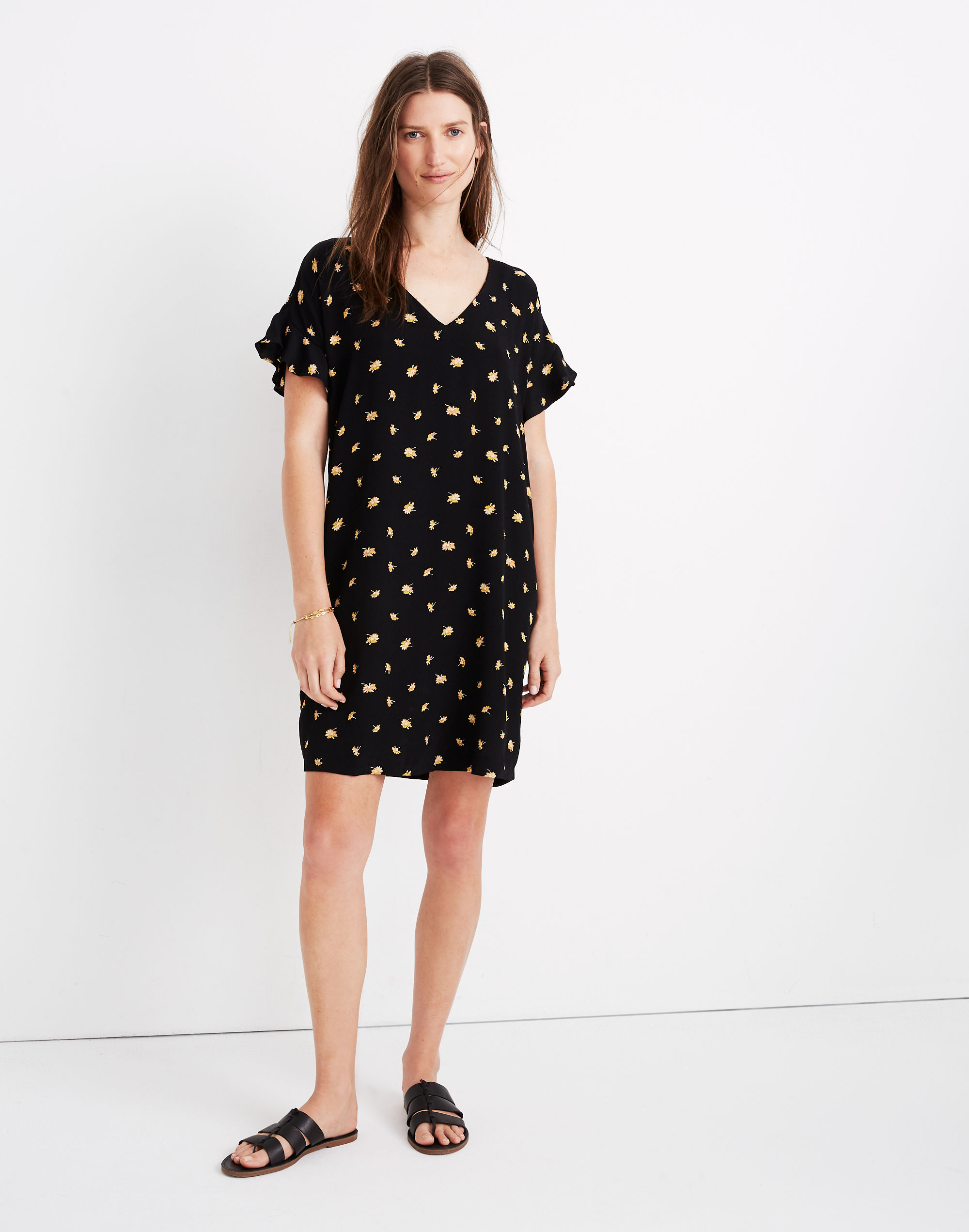 Ruffle-Sleeve Easy Dress