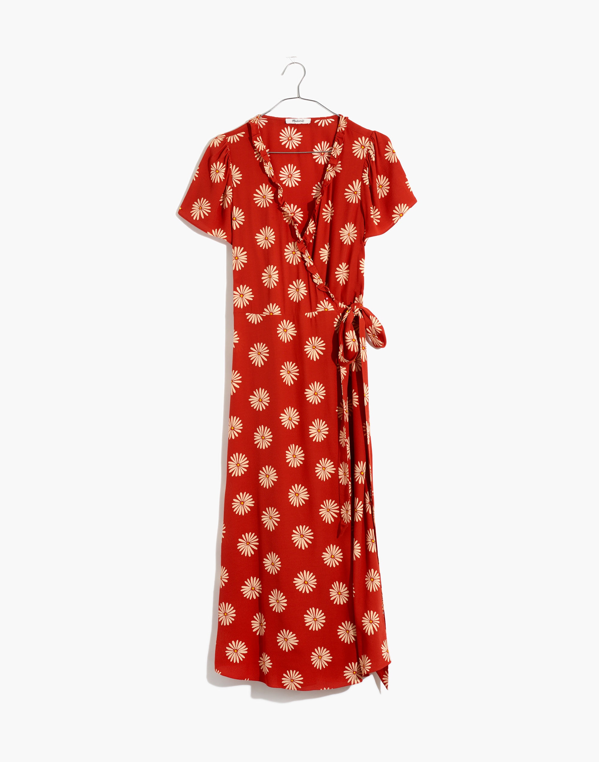 Ruffle-Edge Wrap Midi Dress in Daisy Daydream