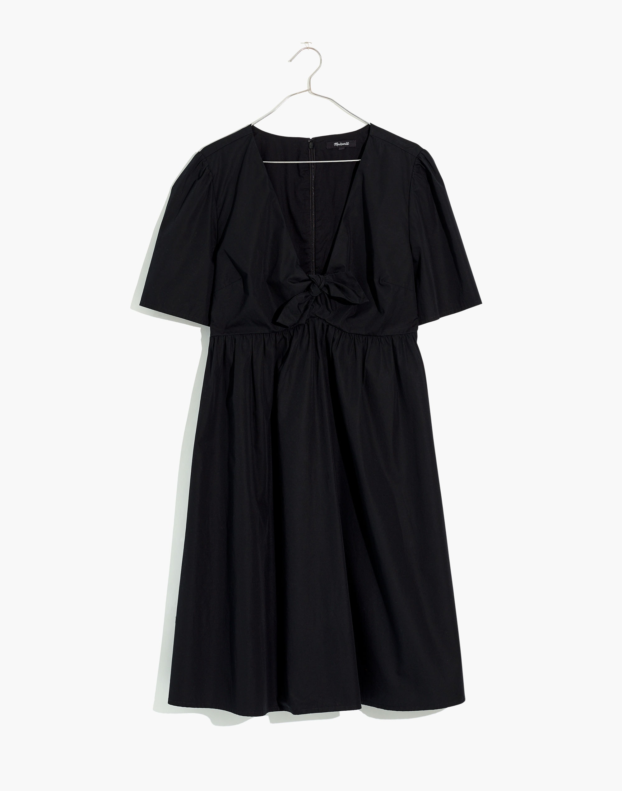 madewell tie sleeve retro dress Silk Button-Front Tie-Sleeve Retro Dress in Flutter-By Floral