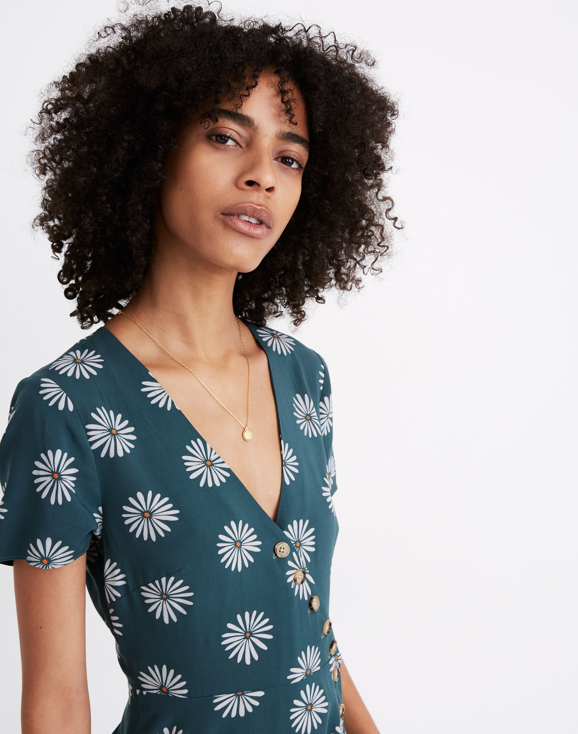 Button-Wrap Dress in Daisy Daydream