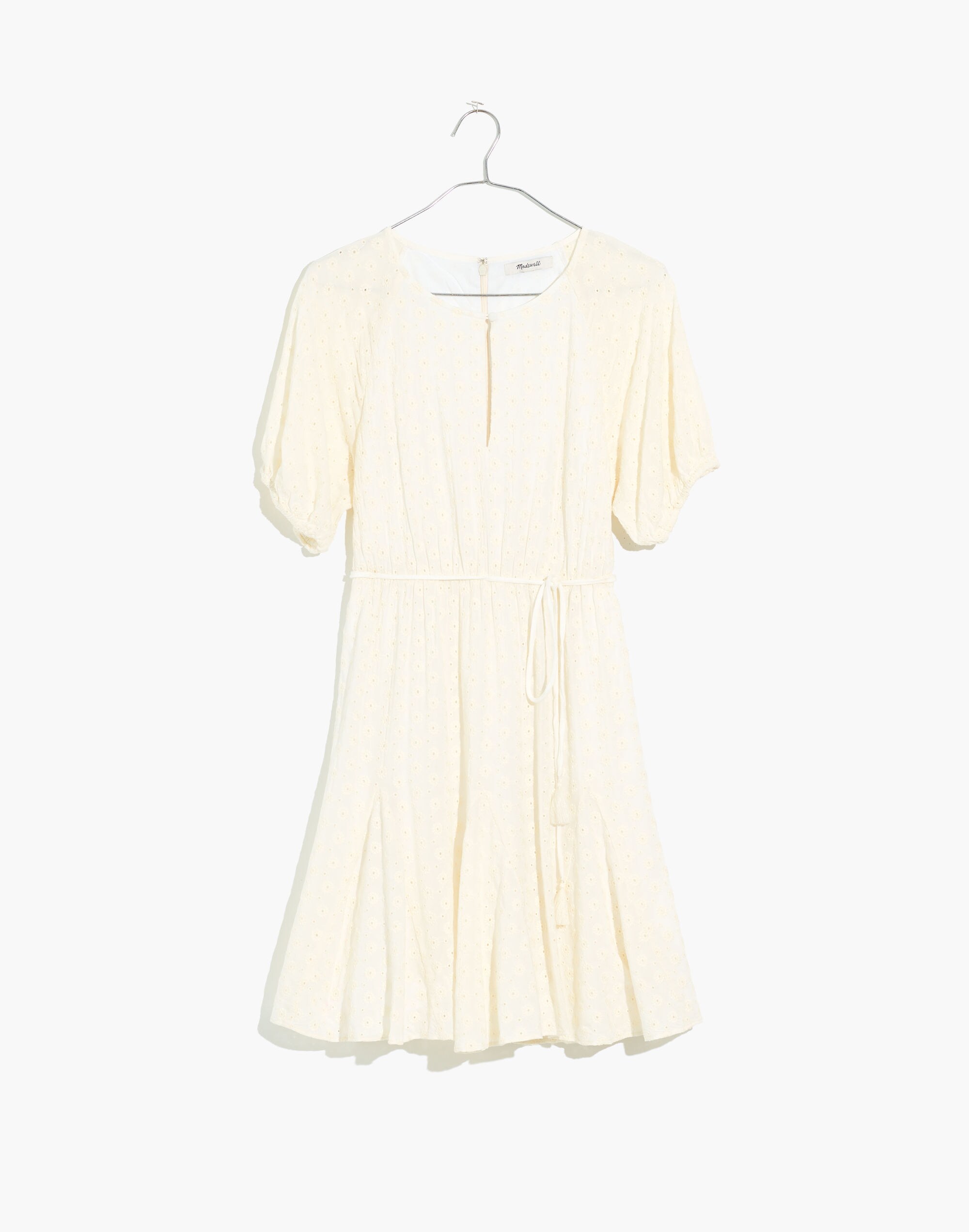 Eyelet Tassel-Tie Mini Dress