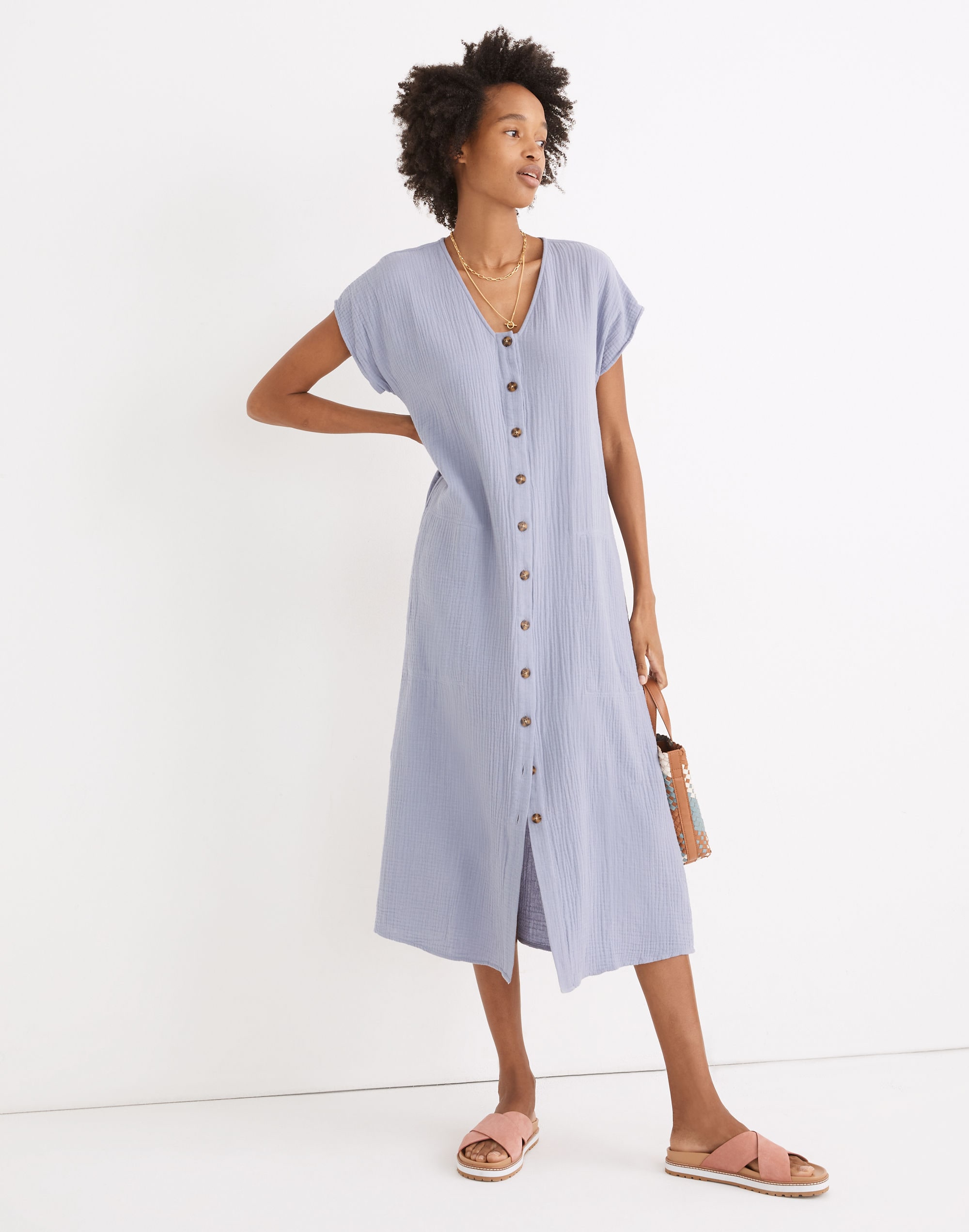 Petite Lightspun Easy Midi Dress