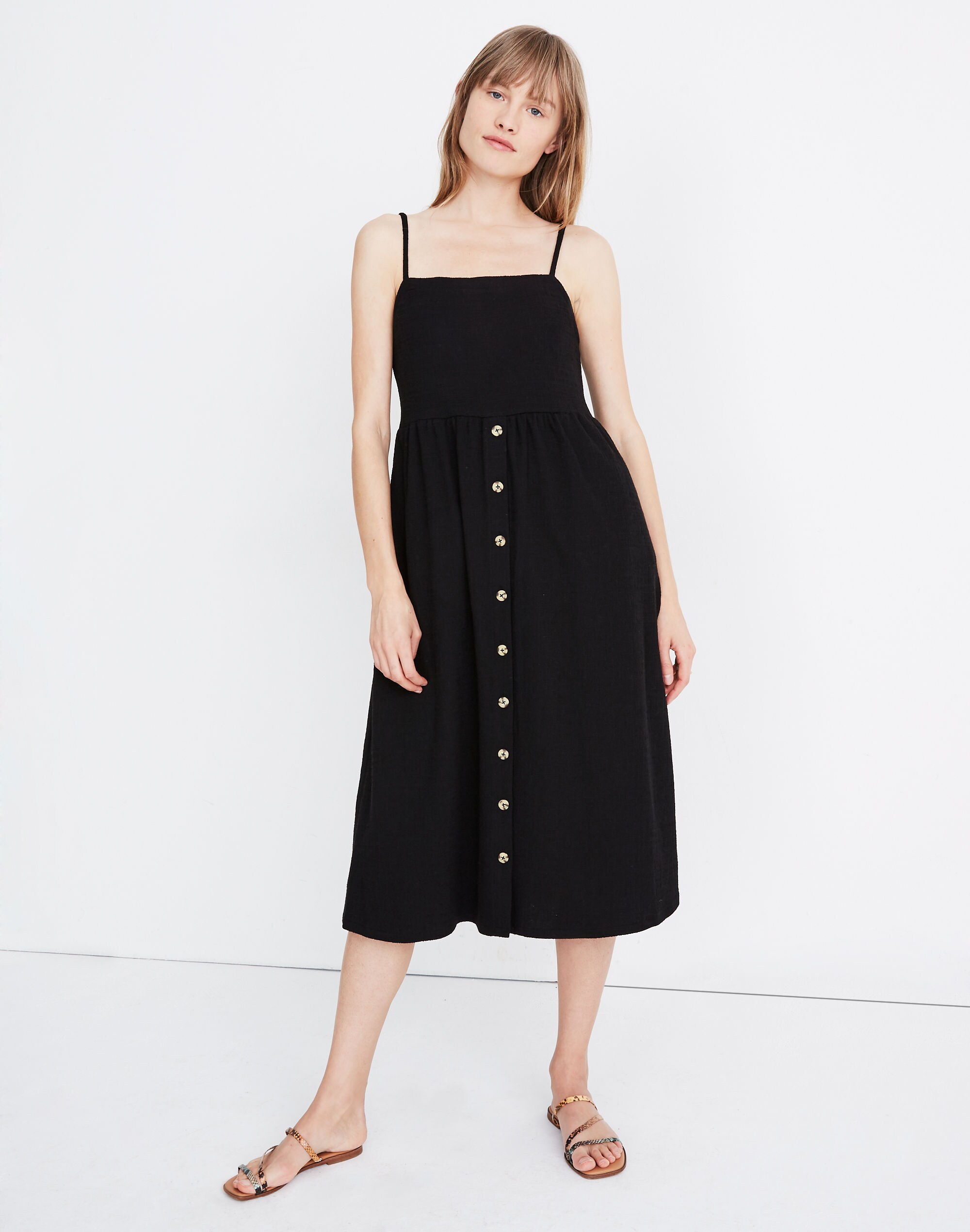 Cami Button-Front Midi Dress