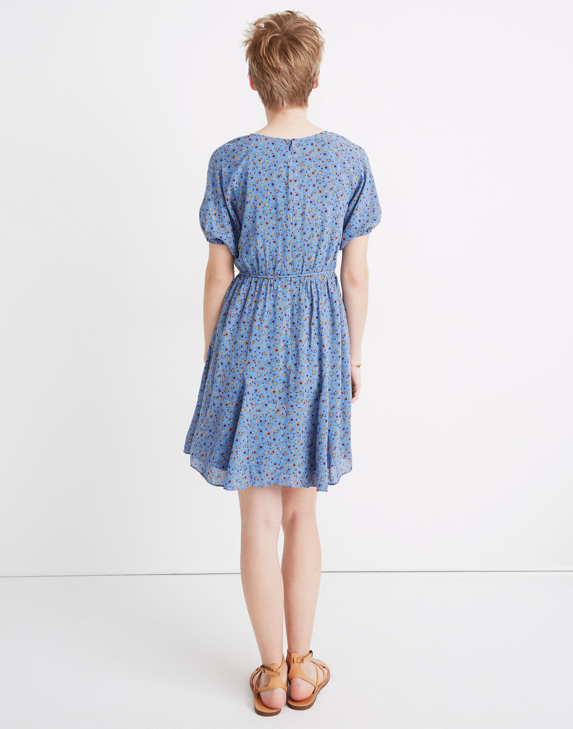 Tassel-Tie Mini Dress in Calico Floral