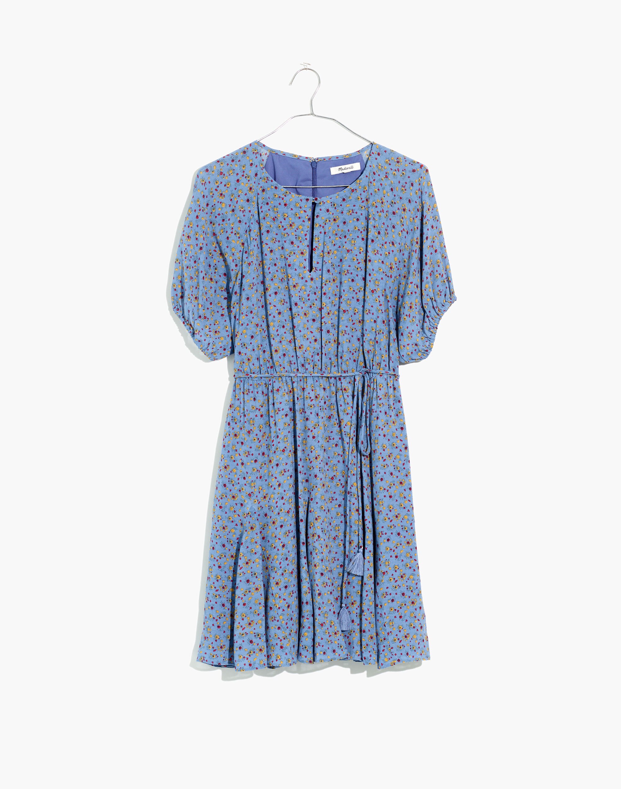 Tassel-Tie Mini Dress in Calico Floral