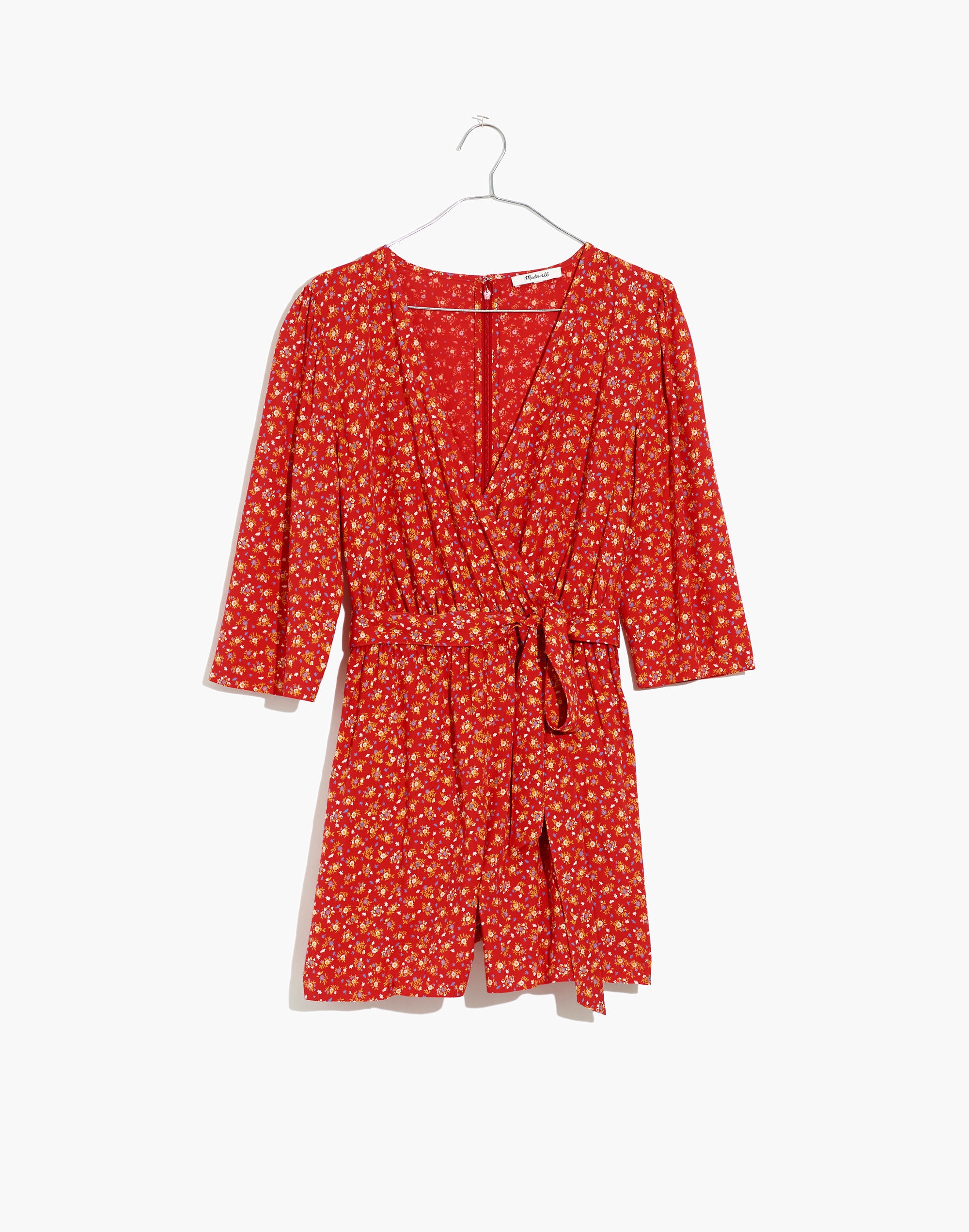 Three-Quarter-Sleeve Wrap-Front Romper