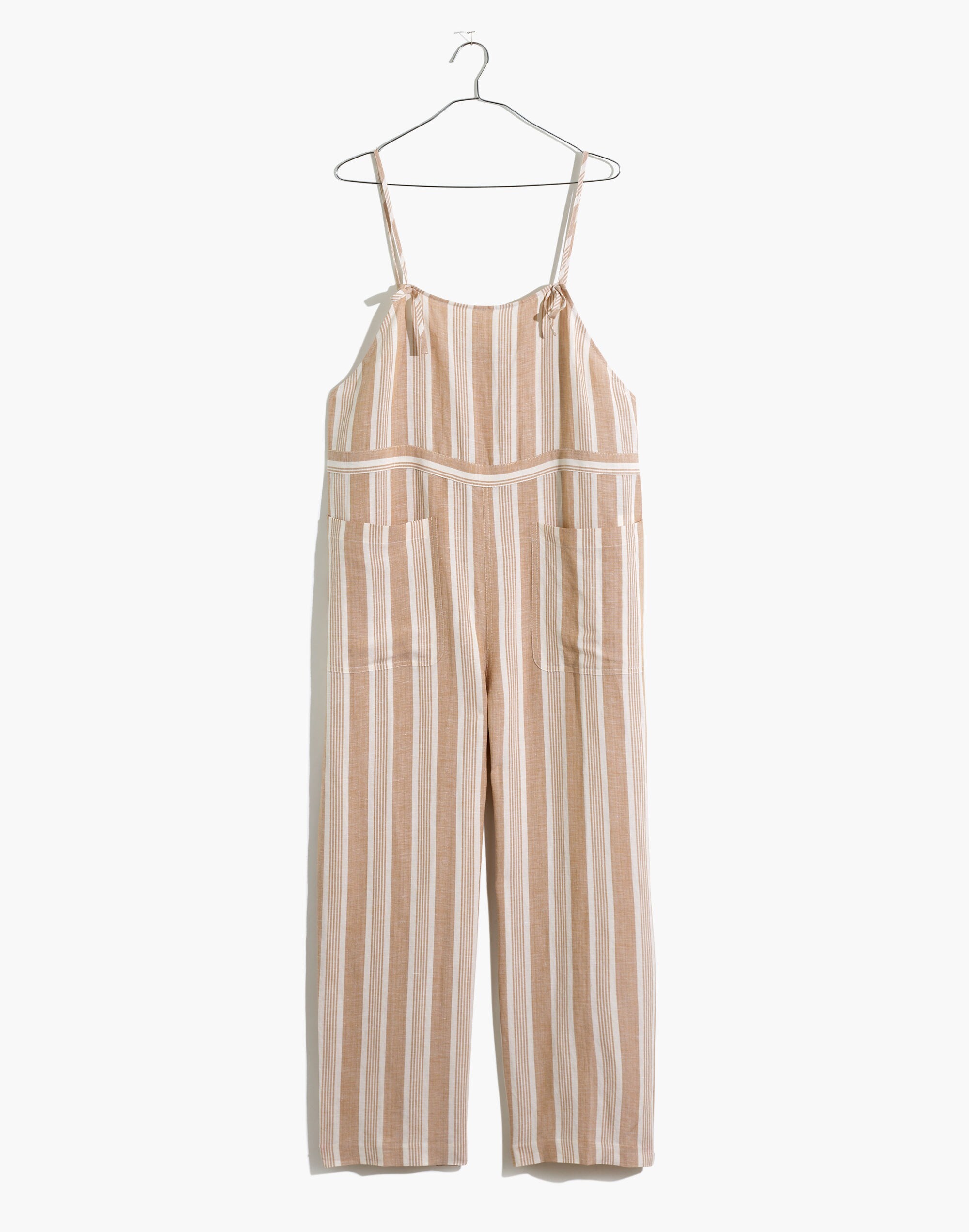 Striped Tie-Strap Wide-Leg Overalls