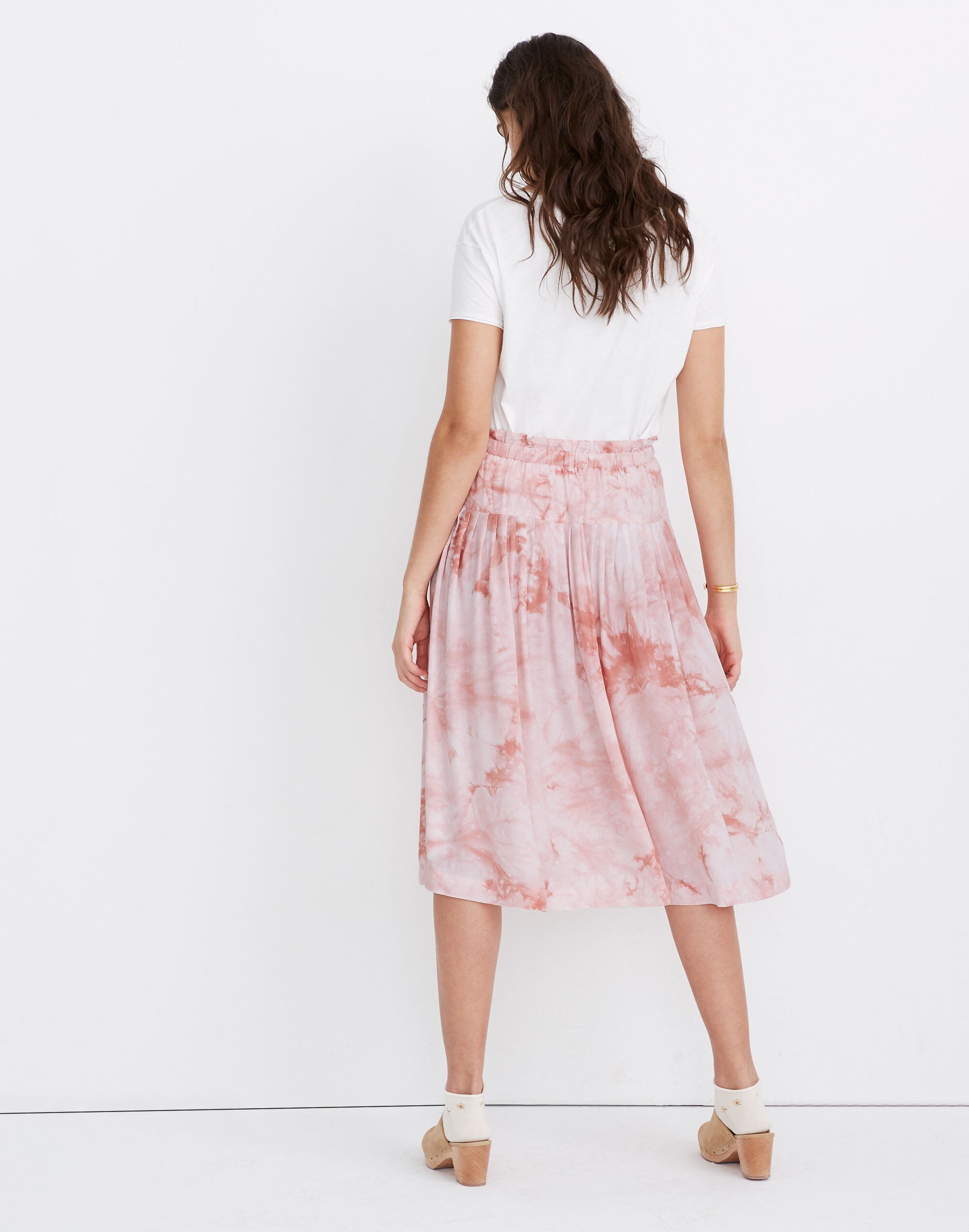 Tie-Front Paperbag Midi Skirt in Tie-Dye