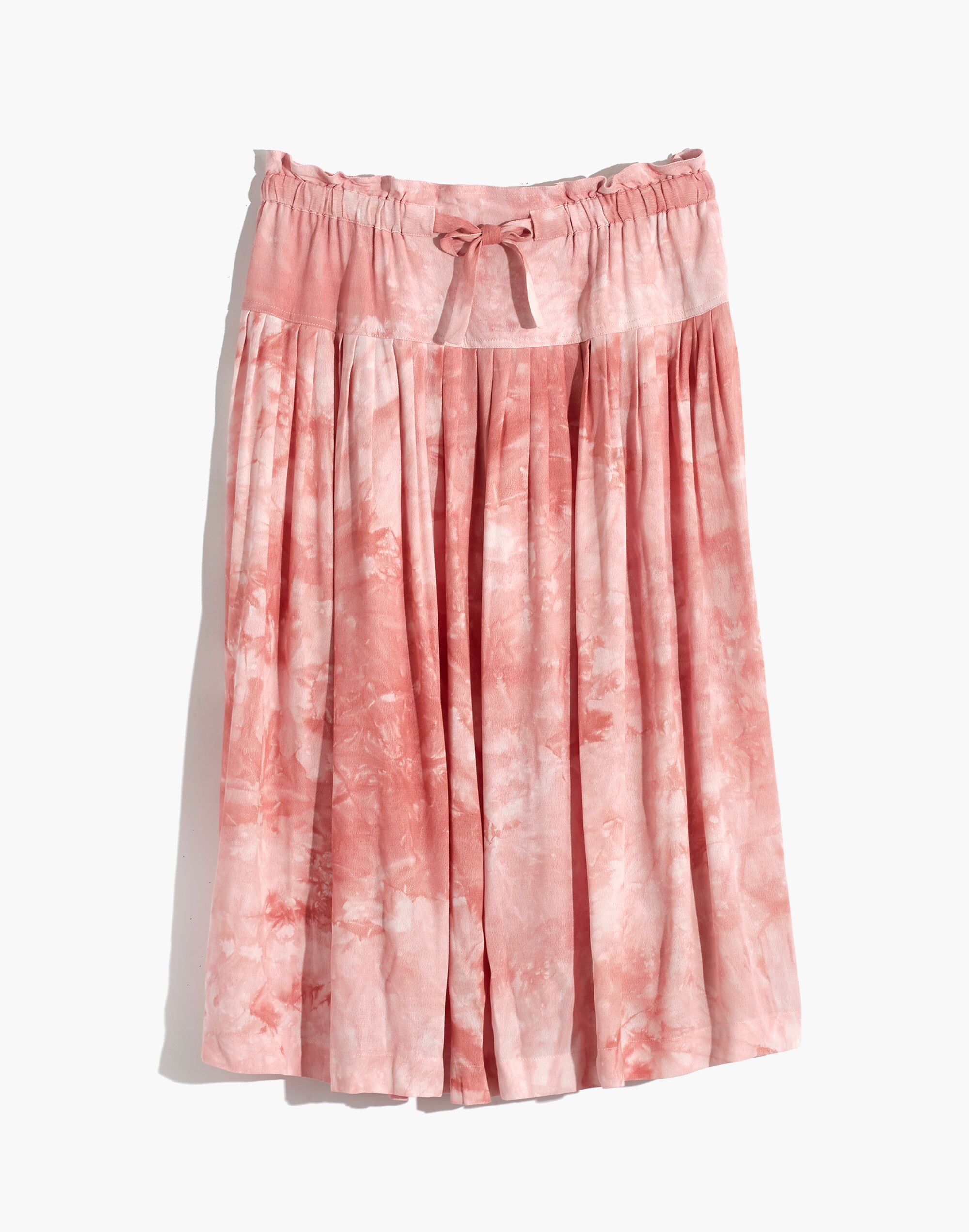 Tie-Front Paperbag Midi Skirt in Tie-Dye